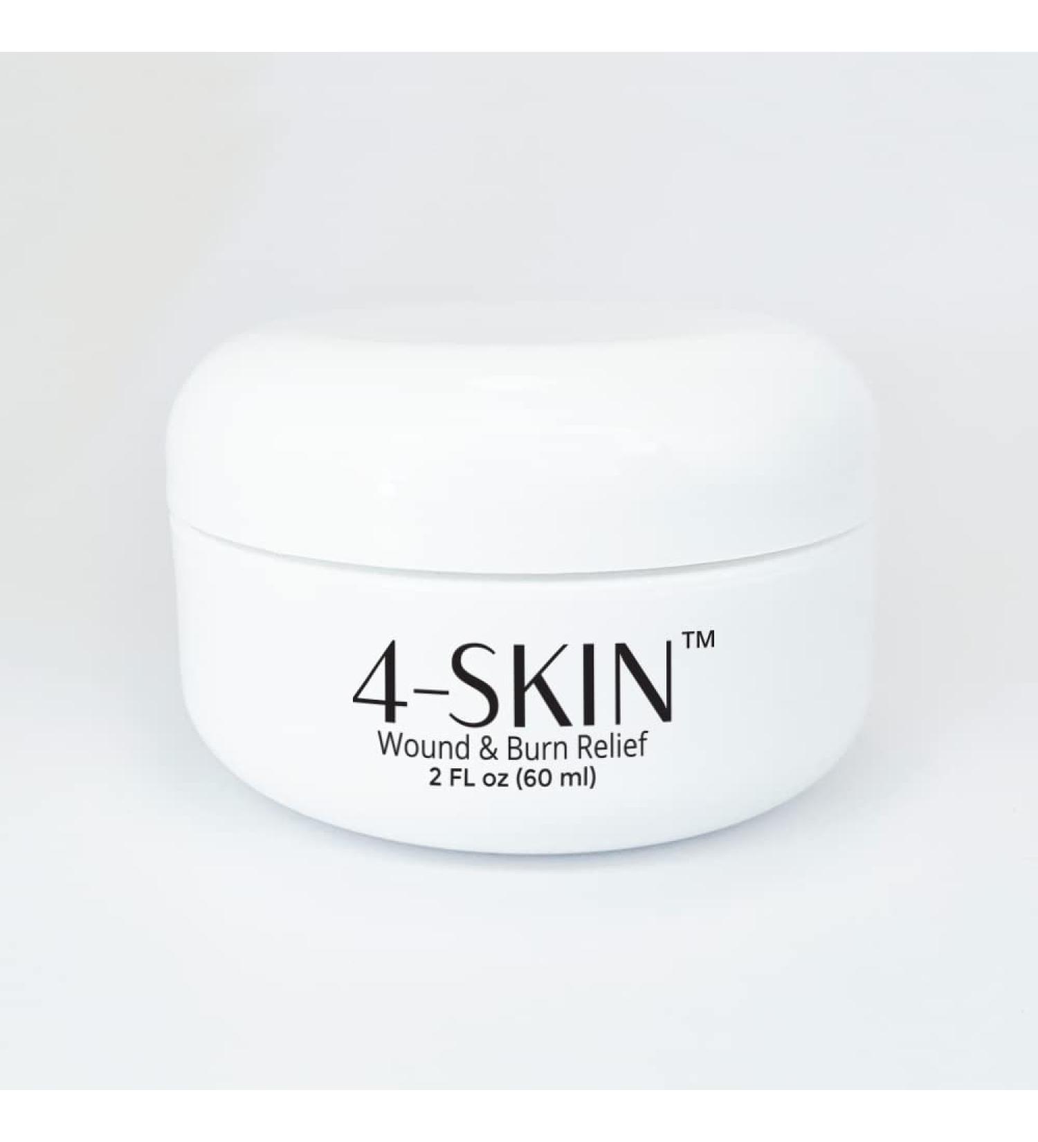 4-SKIN Wound & Burn Relief | Maximum Strength Plant Based Moisturizer | for use on Cuts Scrapes Wounds and Burns | Reduces Scabbing and Scarring | 100% Plant Based | No Parabens No Petroleum