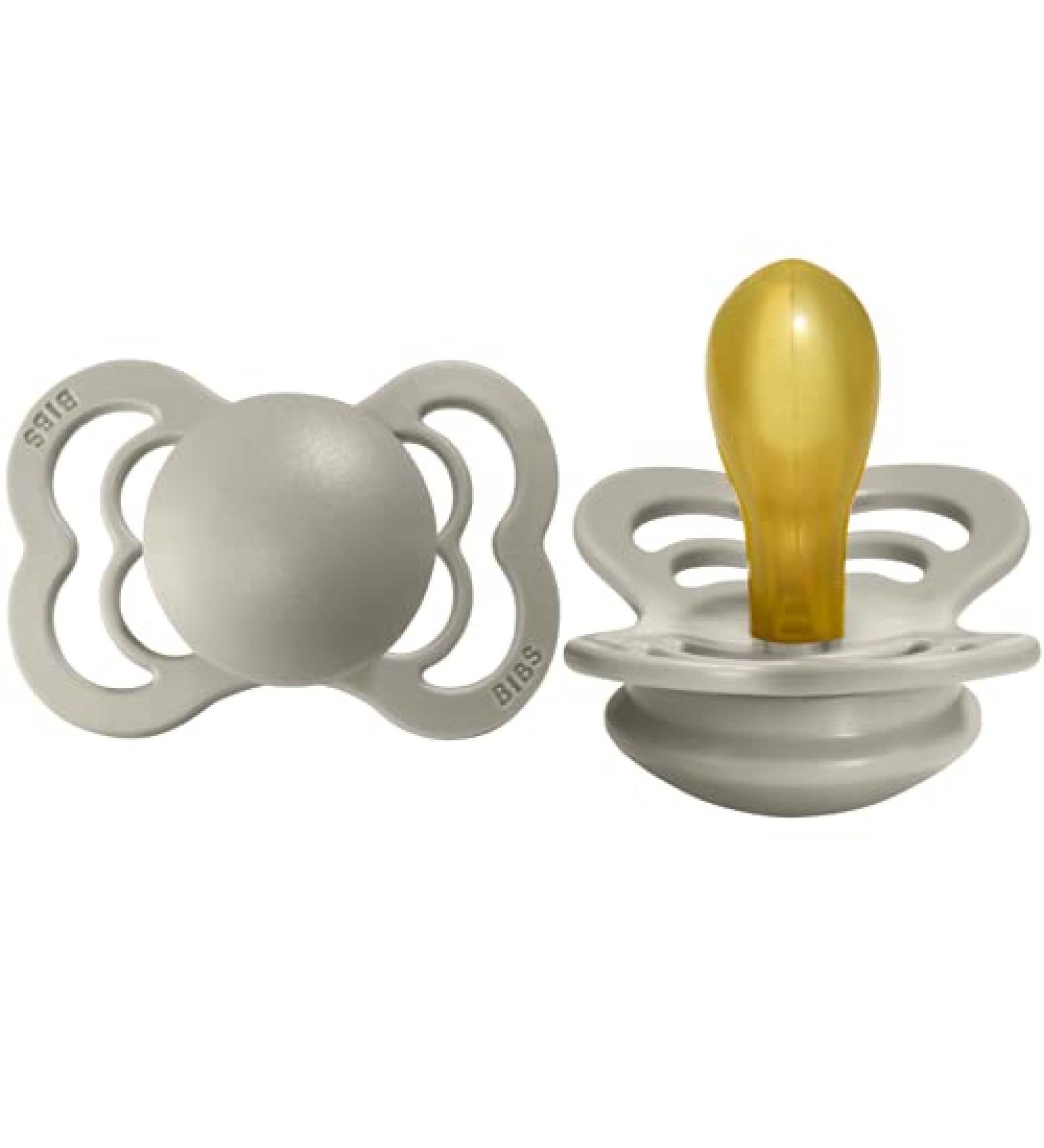 BIBS Supreme Baby Pacifiers | BPA-Free Natural Rubber | Made in Denmark | Set of 2 Soothers (Sand 0-6 Months) - Buy Online on GoSupps.com