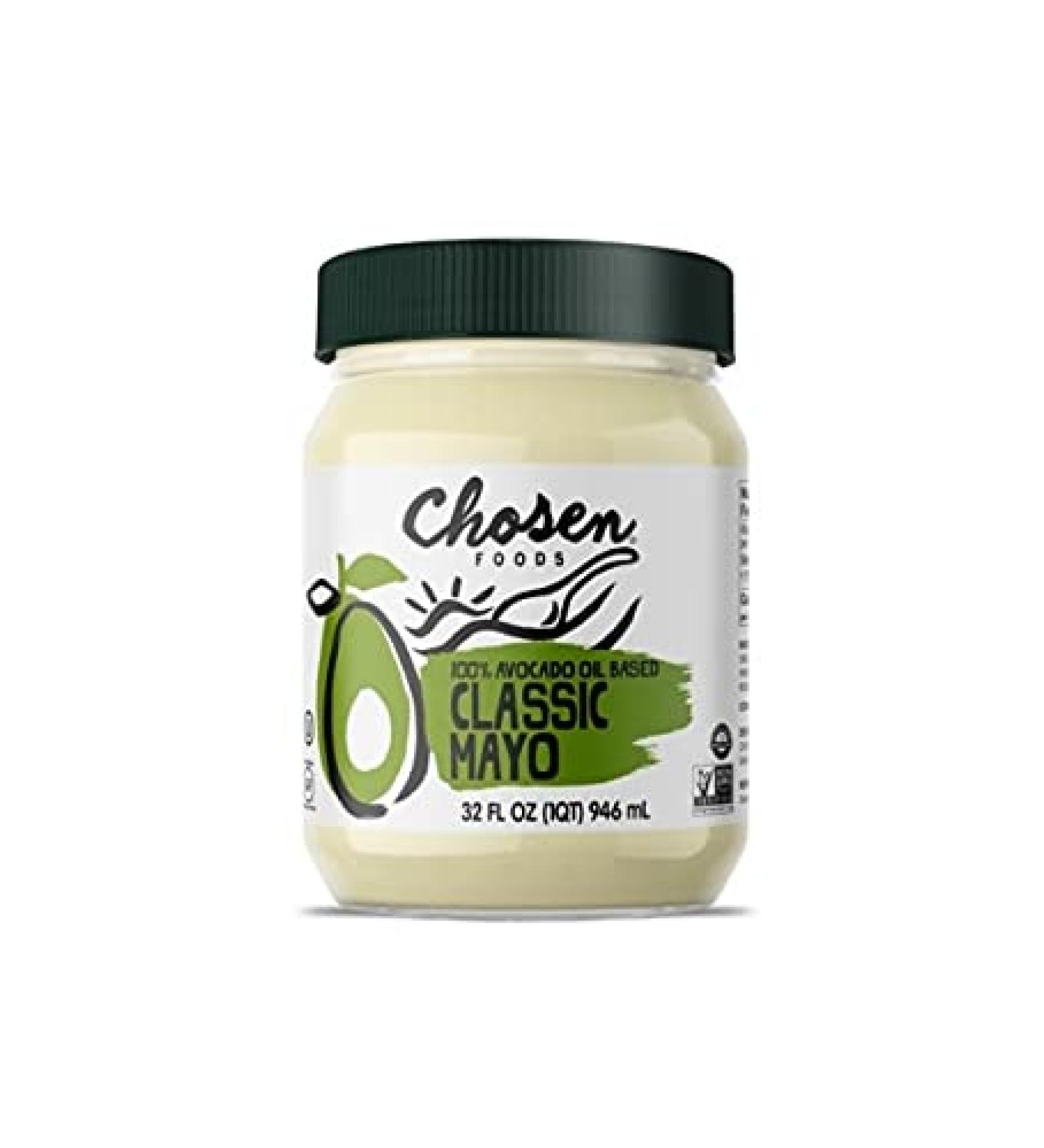Chosen Foods 100% Avocado Oil-Based Classic Mayonnaise (32 fl oz) - Gluten & Dairy Free, Low-Carb, Keto & Paleo Friendly - Cage Free Eggs - for Sandwiches, Dressings, Sauces - Buy Online on GoSupps.com