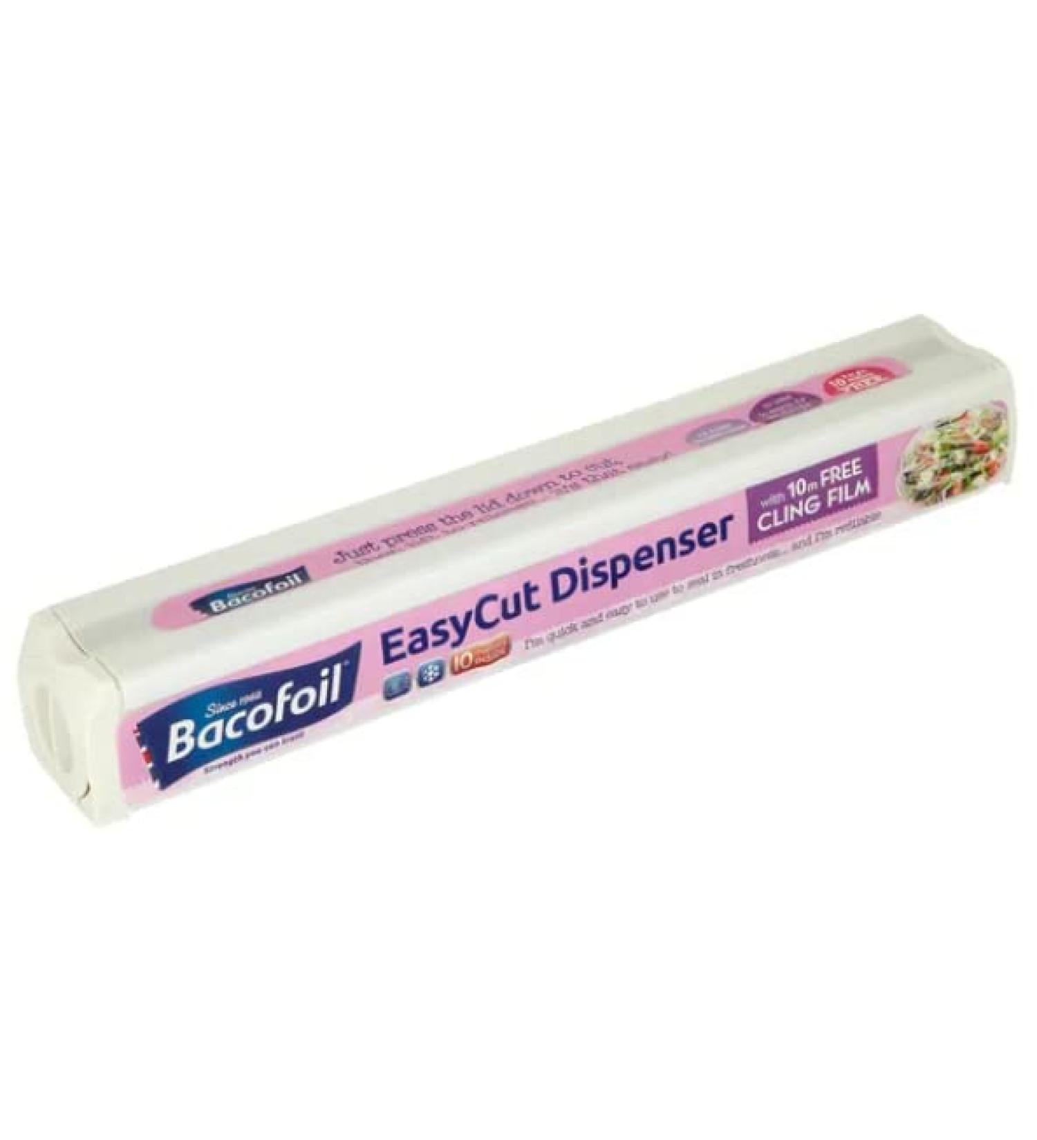 Bacofoil Refillable EasyCut Cling Film Dispenser with 10m Starter Roll