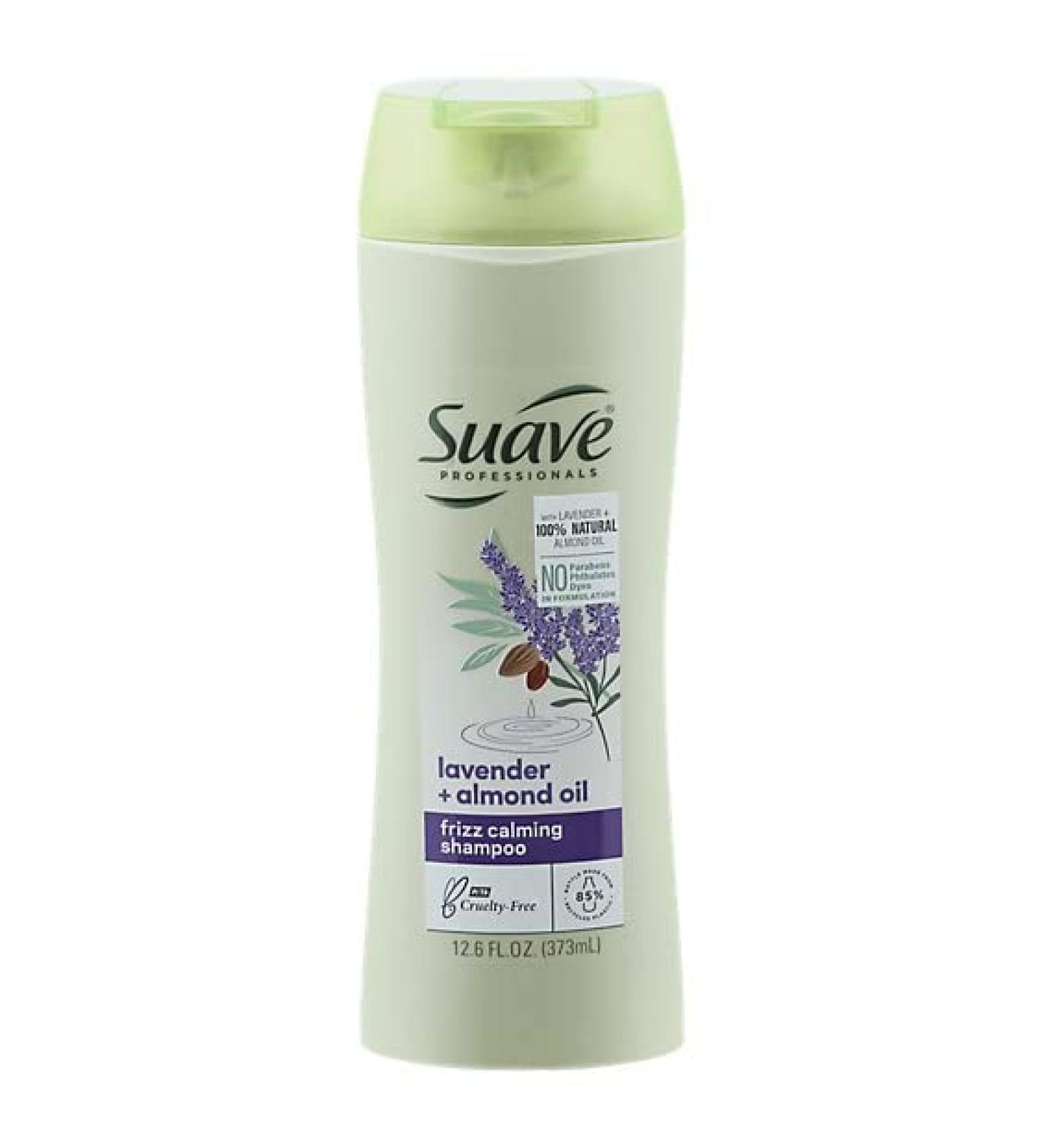 Suave Professionals Frizz Calming Shampoo Lavender Almond Oil 12.6 oz 100% lavender 100% almond oil 0 %parabens 0 %Phthalates 0 %Dyes long lasting fragrance great for curly Hair OilyGray-Fine- and 4C Dry hair- Inpowerimports