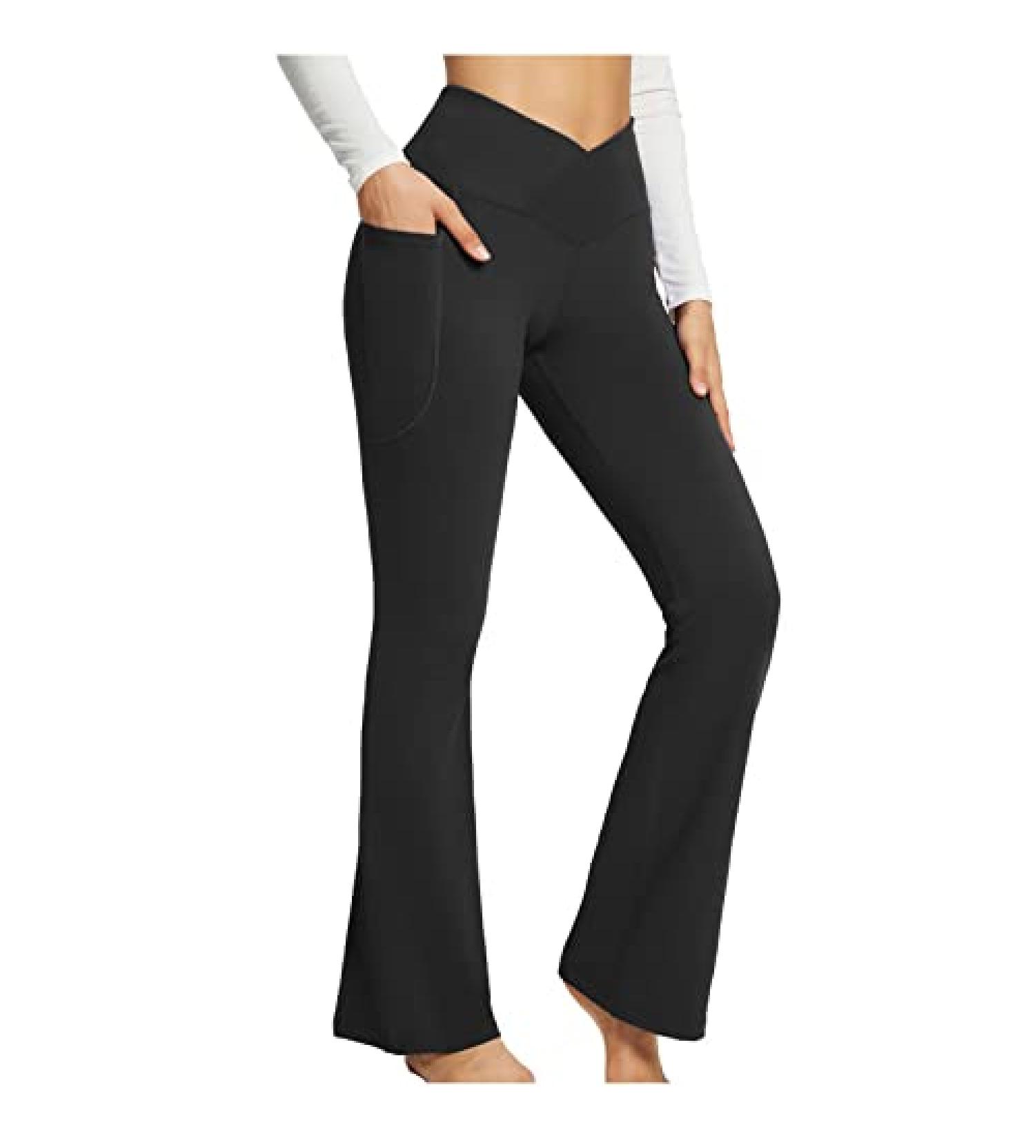 Oelaio Women's Bootcut Yoga Pants with Pockets - High Waist Workout Dress Pants for Yoga - Black, Size Large - Buy Online on GoSupps.com