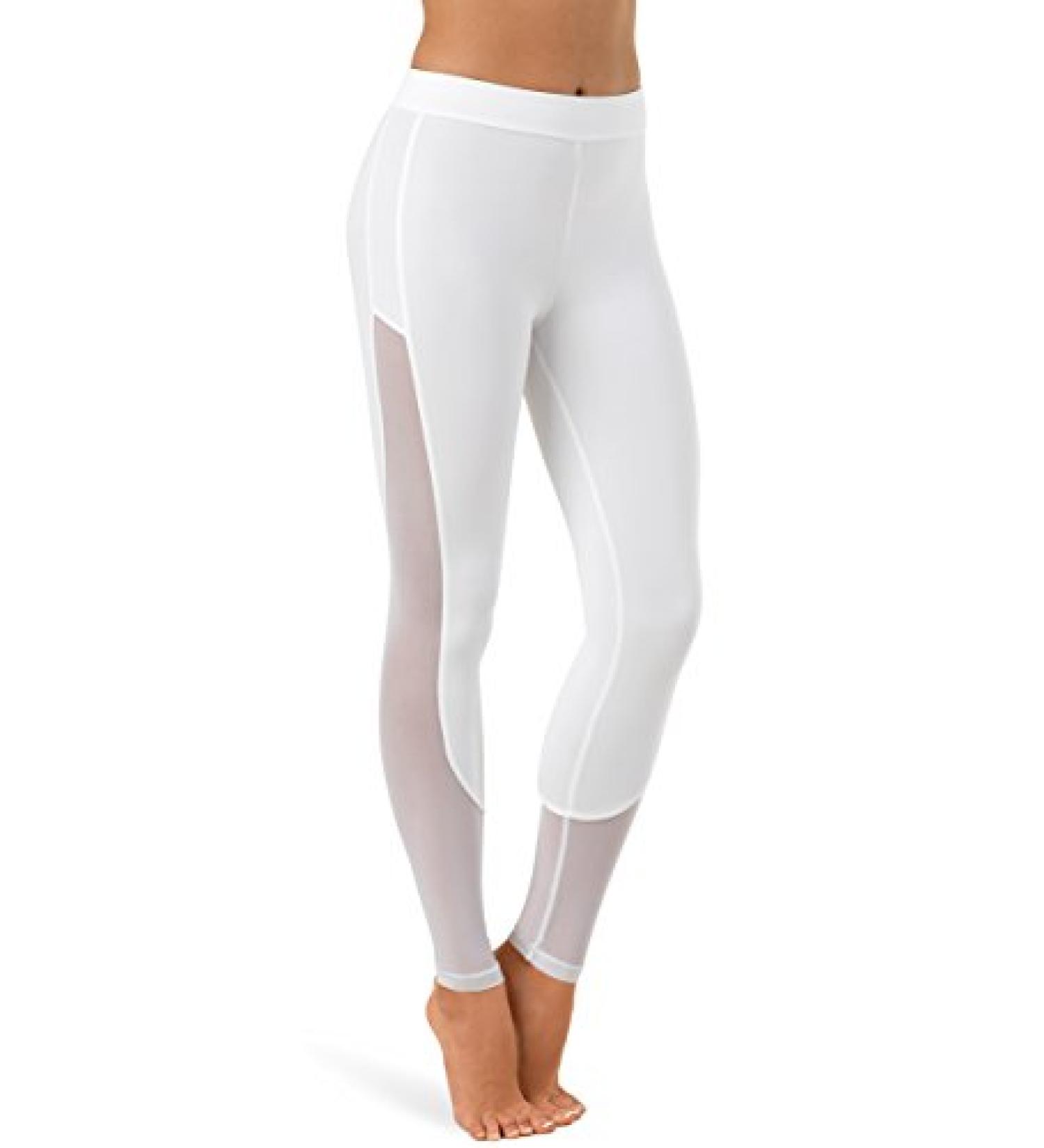 Balera Girls Dance Leggings with Mesh Ankle Length Bottoms - Small White - Buy Online on GoSupps.com
