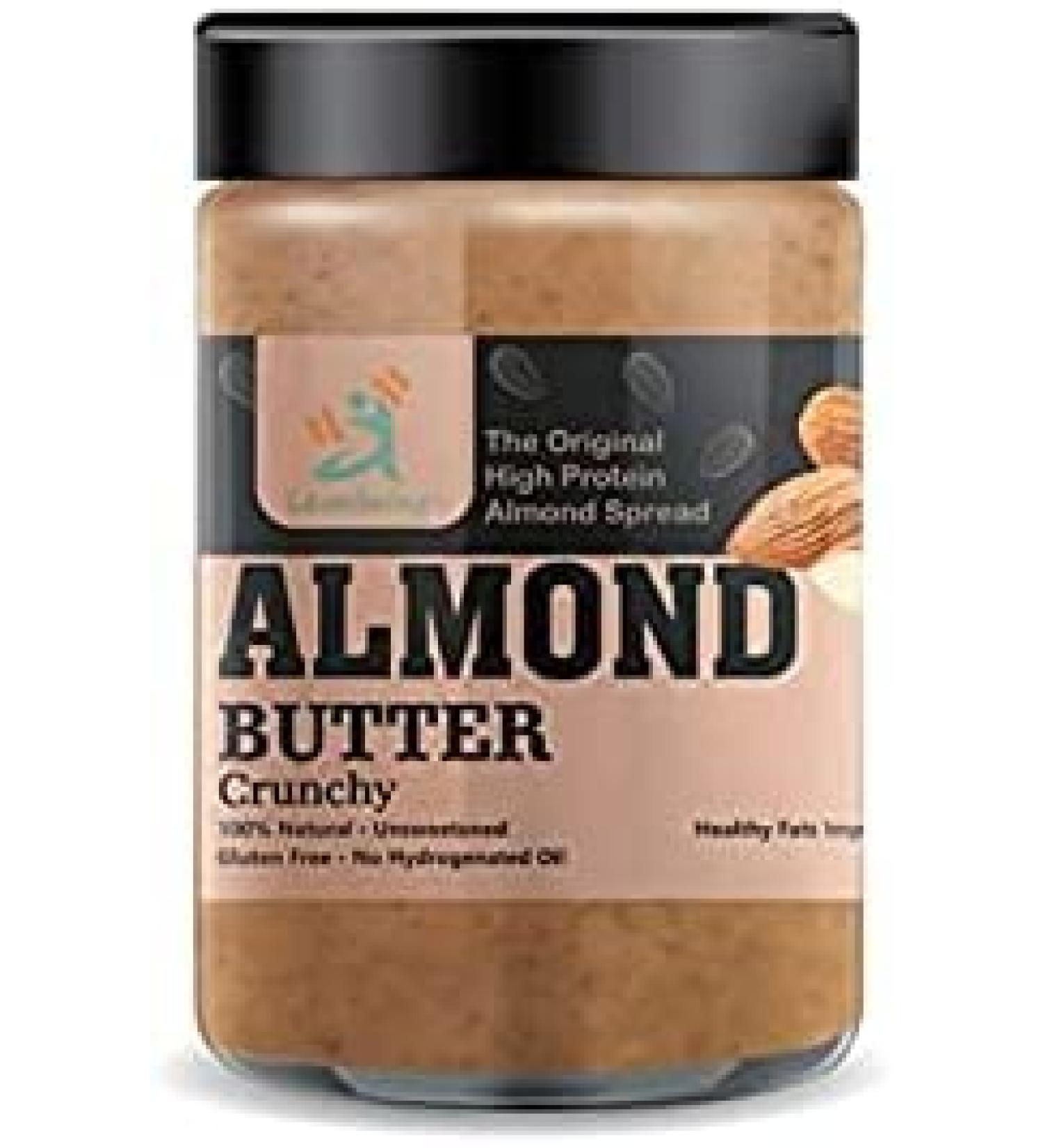 AOZA Leanbeing Almond Butter 100% Natural (500Grams) (Crunchy) (California Almonds) (Unsweetened) (No Added Sugar) - Buy Online on GoSupps.com