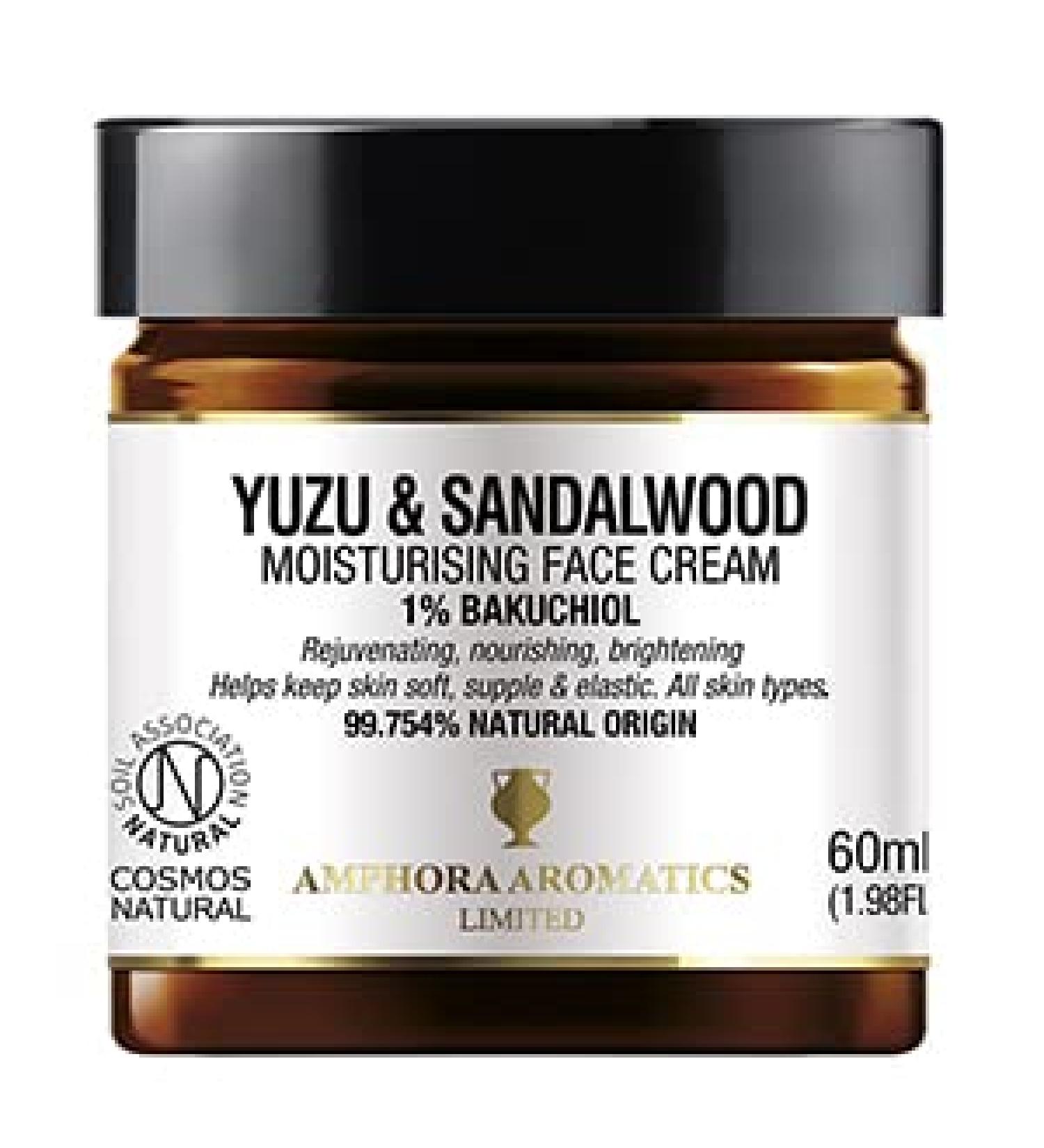 Amphora Aromatics Yuzu & Sandalwood Moisturising Face Cream with Bakuchiol 60ml Cosmos Natural