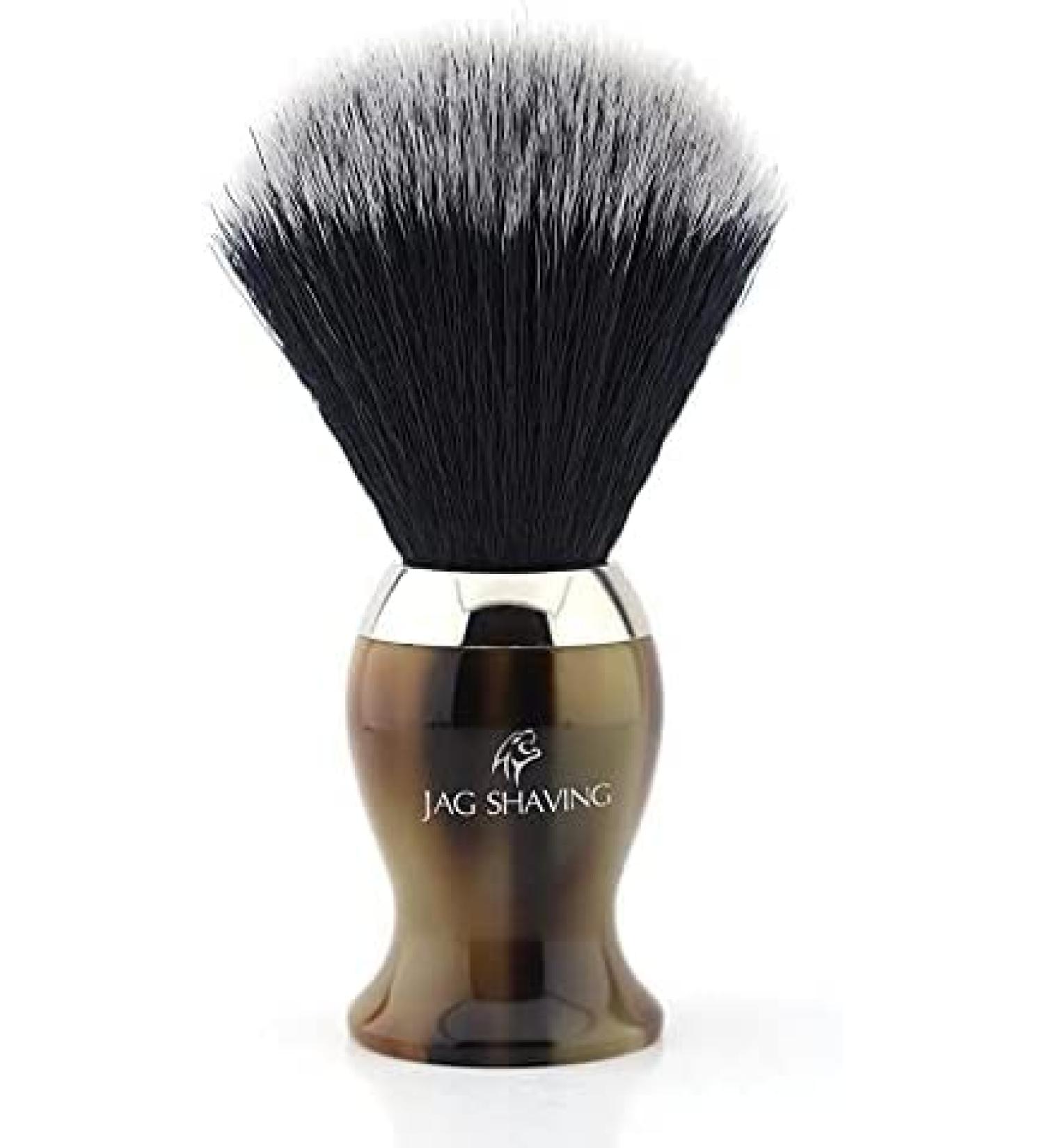 Jag Shaving Classic Black Silver-Tip Synthetic Hair Brush Resin Handle Men's Shaving Brush