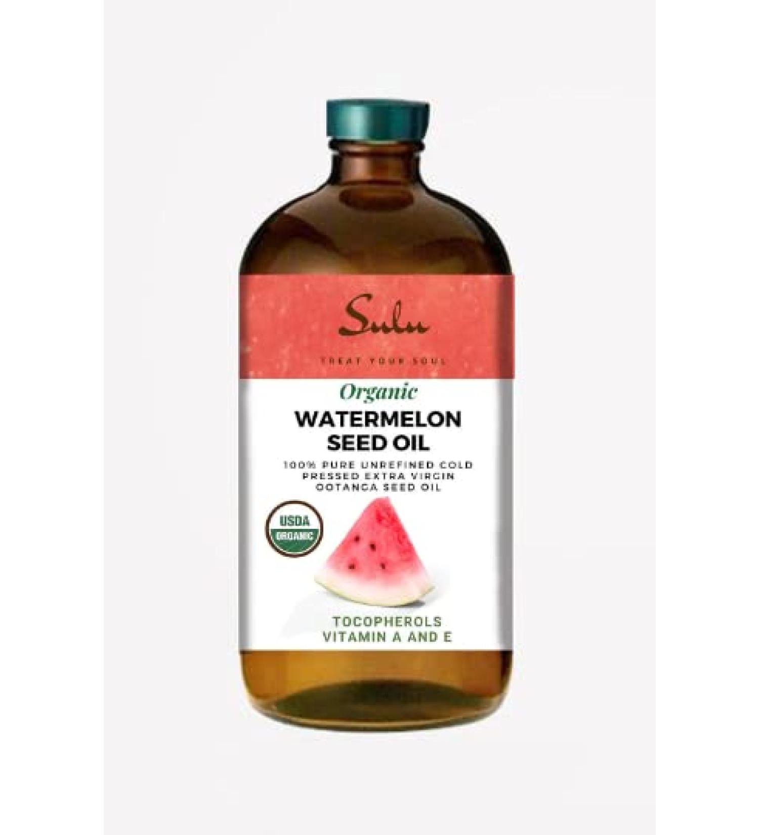 SULU ORGANICS 100% Pure Unrefined Cold Pressed Watermelon Seed Oil-Pure Ootanga Oil (8 fl.oz)