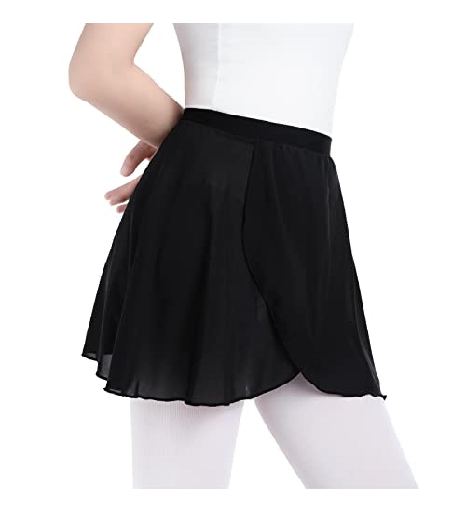 Soudittur Girls Women Black Chiffon Ballet Dance Skirt - Large Size - Buy Online on GoSupps.com