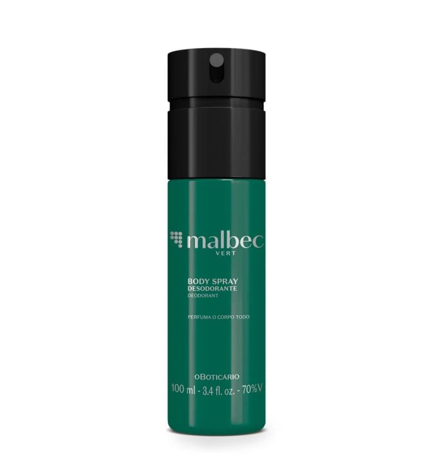 O BOTICARIO - Linha Malbec (Vert) - Desodorante Body Spray 100 Ml - (Malbec (Vert) Collection - Body Spray 3.4 Fl Oz)