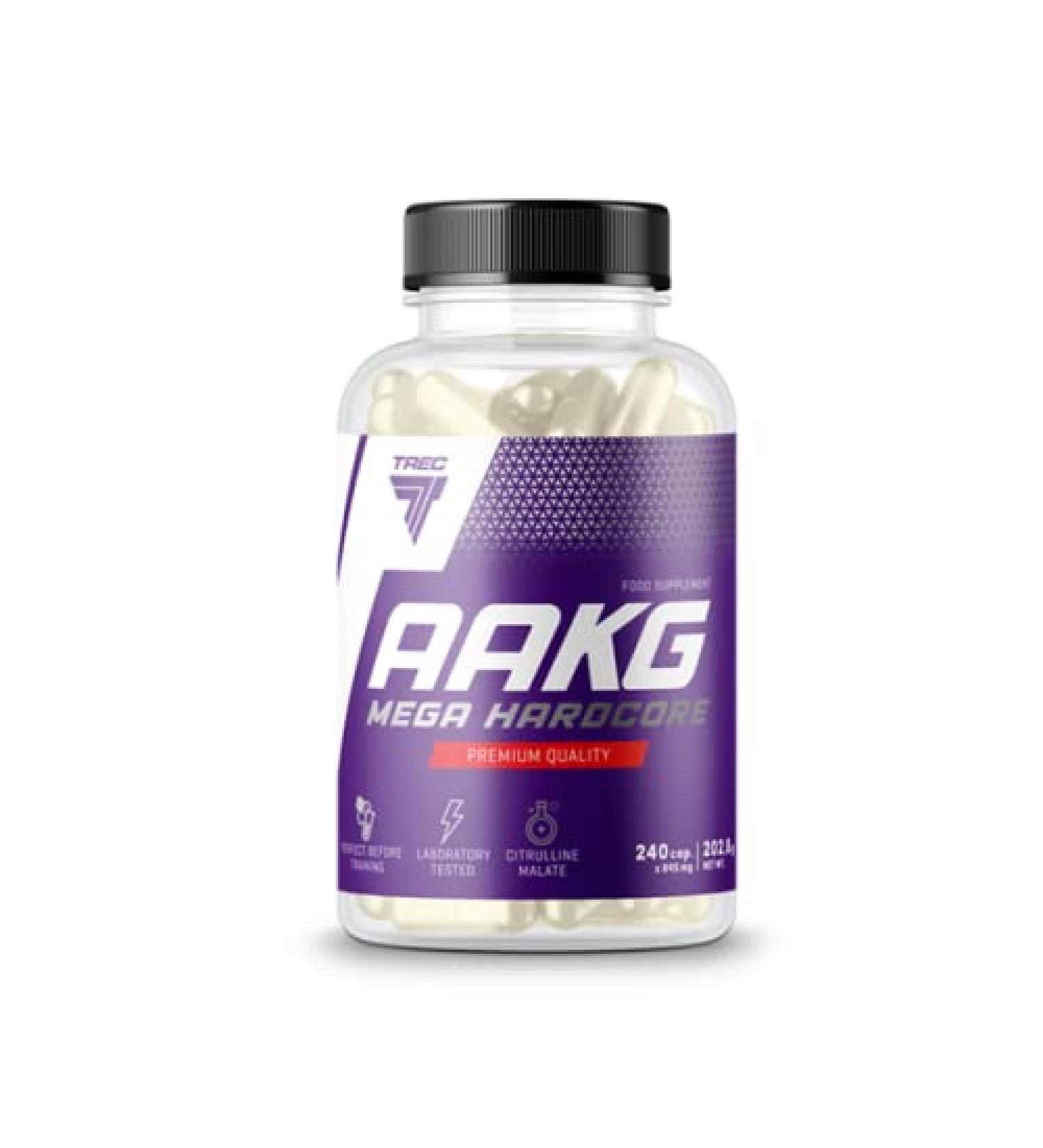 Trec Nutrition AAKG Mega Hardcore - 240 Capsules | L-Arginine Alpha-Ketoglutarate | Premium Supplement for Muscle Recovery & Performance Boost - Buy Online on GoSupps.com
