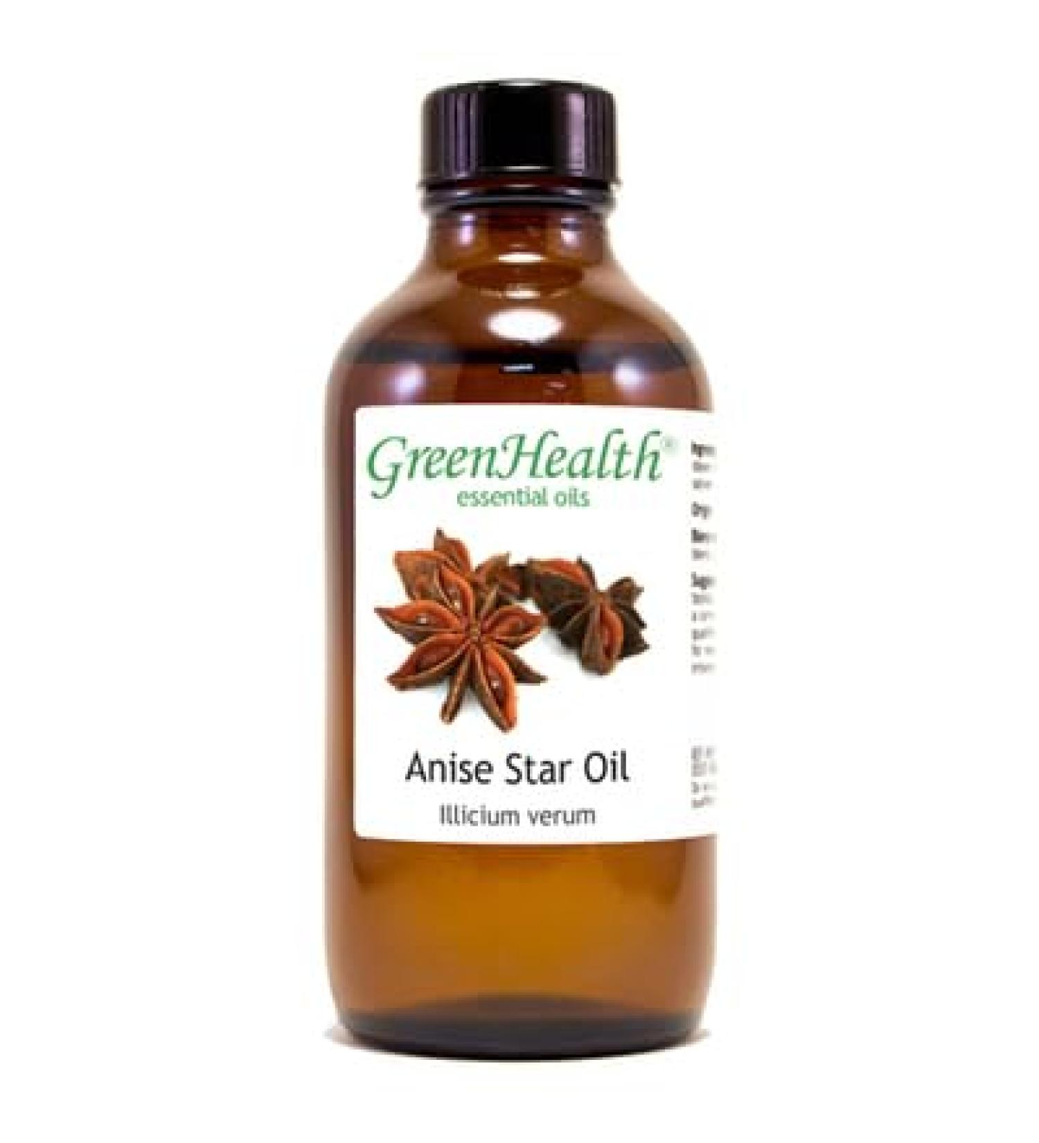 GreenHealth Anise Star Essential Oil 4 fl oz (118 ml) | 100% Pure & Undiluted | Amber Glass Bottle with Cap | Sweet Licorice Aroma for Aromatherapy Diffuser Candles DIY Projects - Buy Online on GoSupps.com