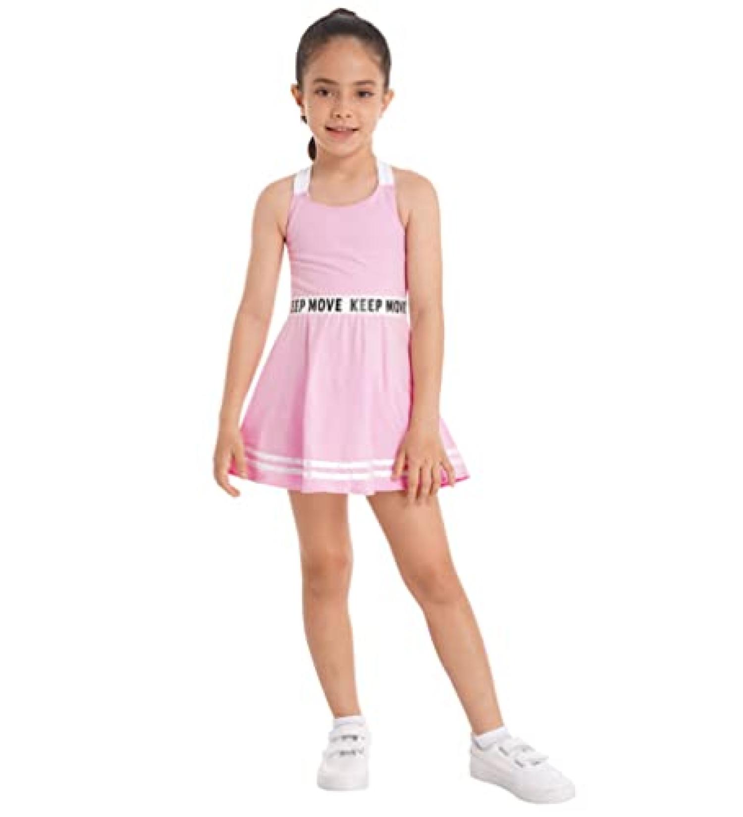 Yeahdor Girls 2-Piece Tennis Golf Dress Set with Shorts and Tank Top - Pink, Size 6 - Buy Online on GoSupps.com