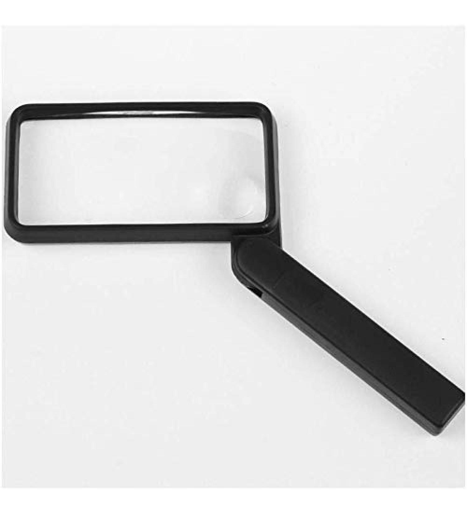 Magnifier 4 Times Magnifying Glass Square Child Elderly Reading Identification Tool Handle Folding Double Rate Lofty Ambition - Buy Online on GoSupps.com