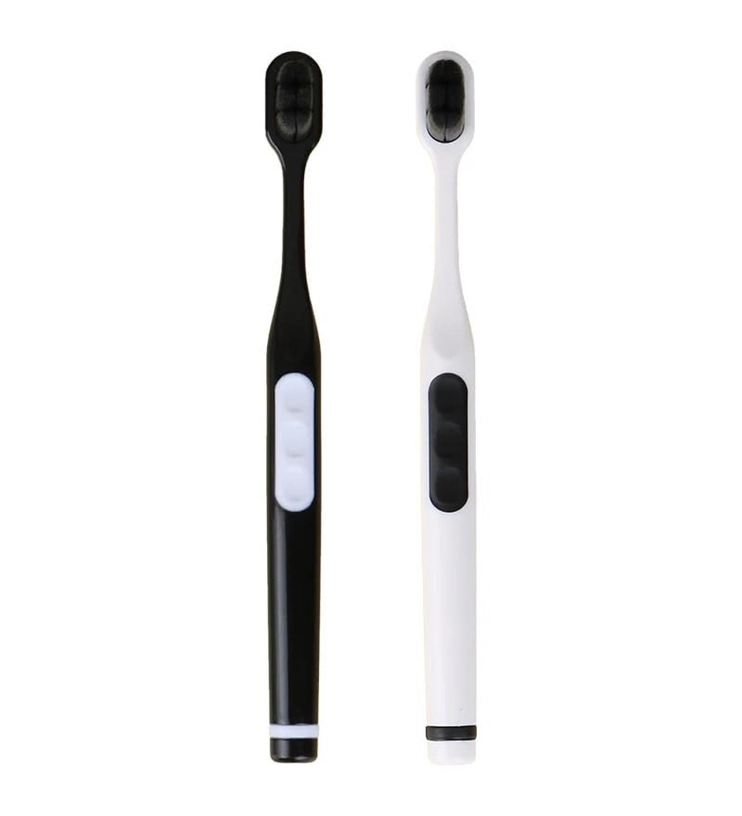 Soft Bristle Toothbrushes for Sensitive Gums - 2 Pack (Black/White) | Gentle Cleaning with Small Brush Head - Buy Online on GoSupps.com