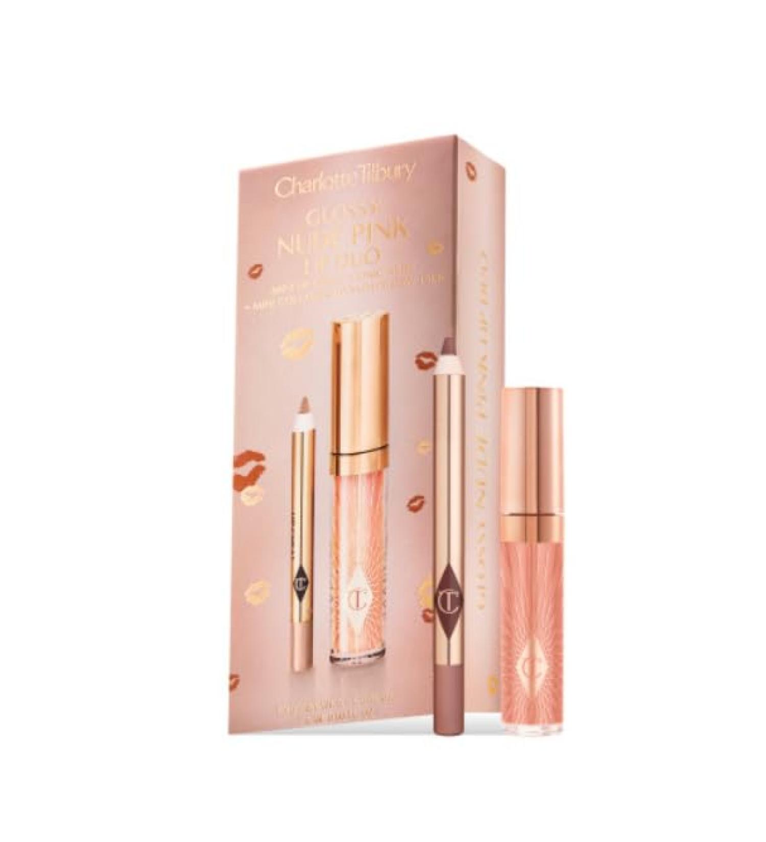 CHARLOTTE TILBURY Mini Glossy Pink Lip Gloss + Lip Liner Set - Nude Pink
