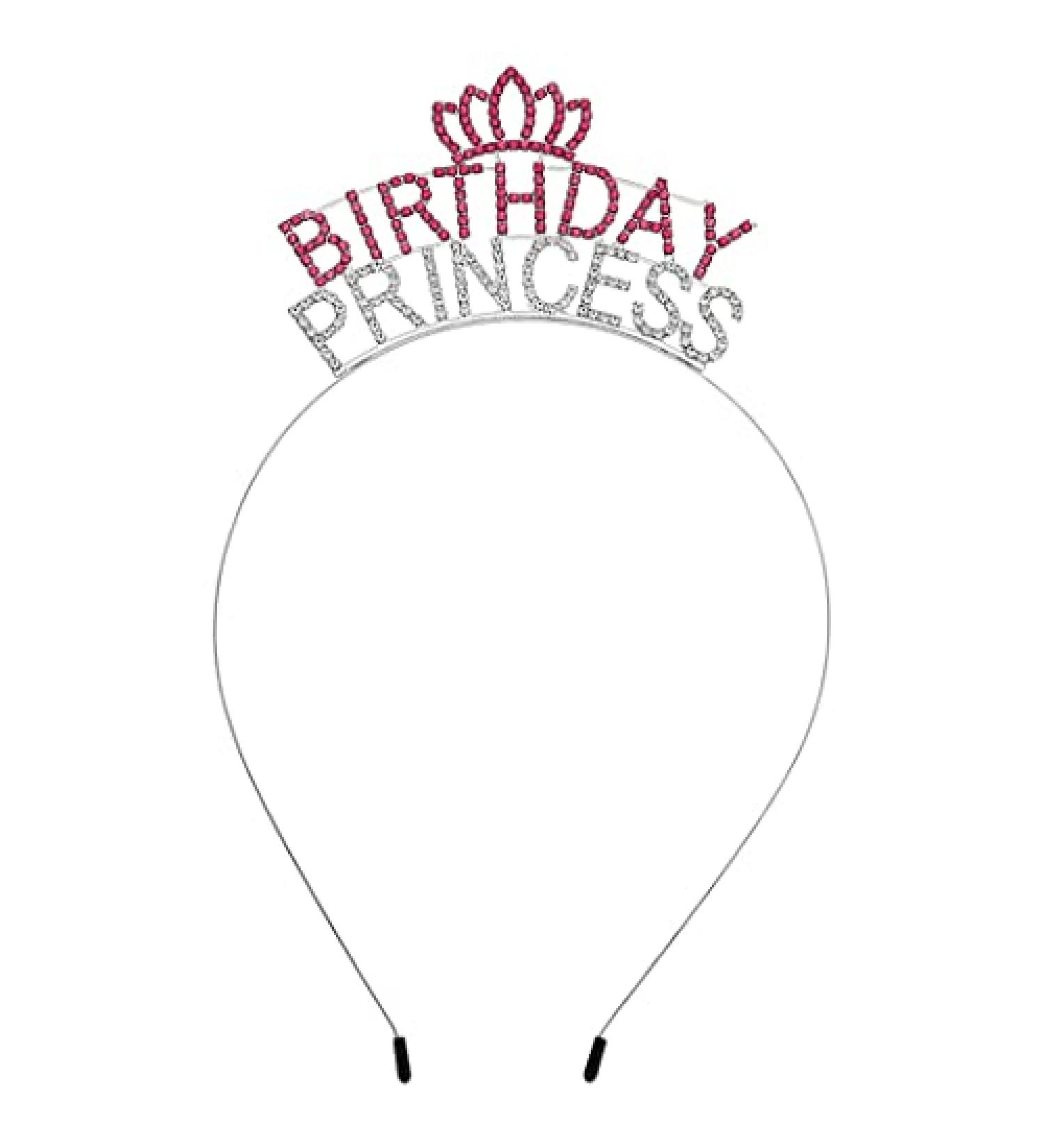 DAMI Silver Rhinestone Happy Birthday Headband - Women's Princess Tiara Hair Band - Buy Online on GoSupps.com
