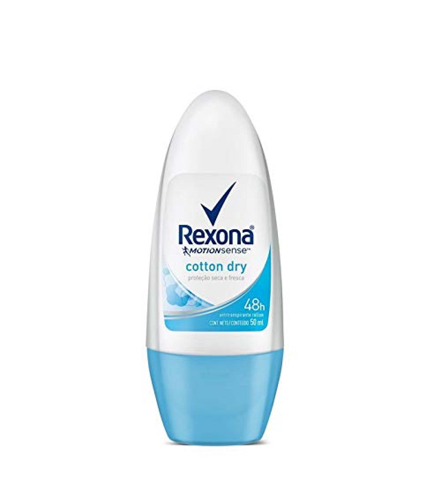 REXONA Women Cotton Dry Roll On Deodorant 50ml -Ultra-dry antiperspirant protection with Motionsense   the more you move  the more it protects