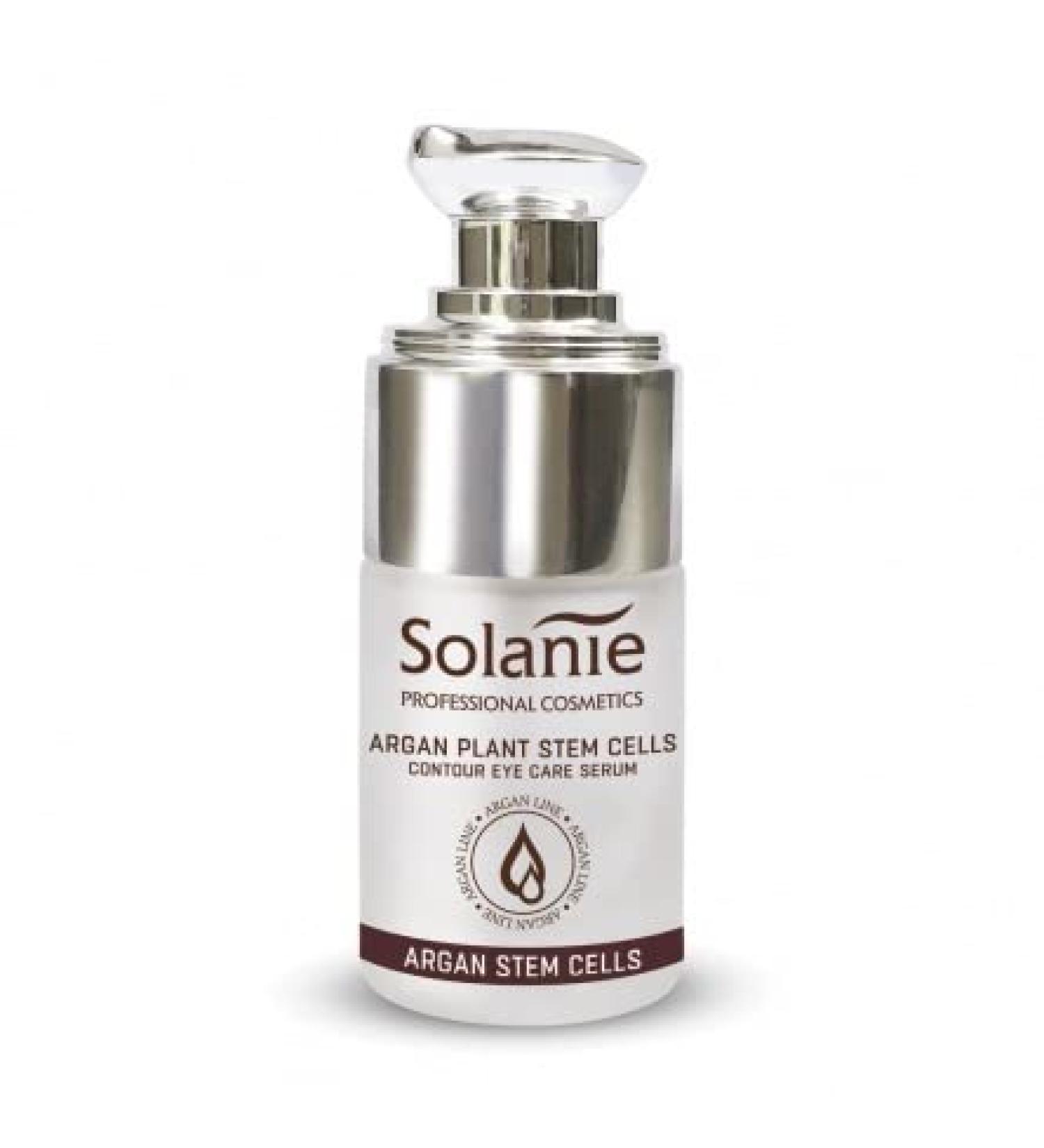 Solanie Eye Care Serum - 15ml - Argan Plant Stem Cells Contour - Anti-Aging Hydrating and Brightening Eye Treatment - Made in Europe