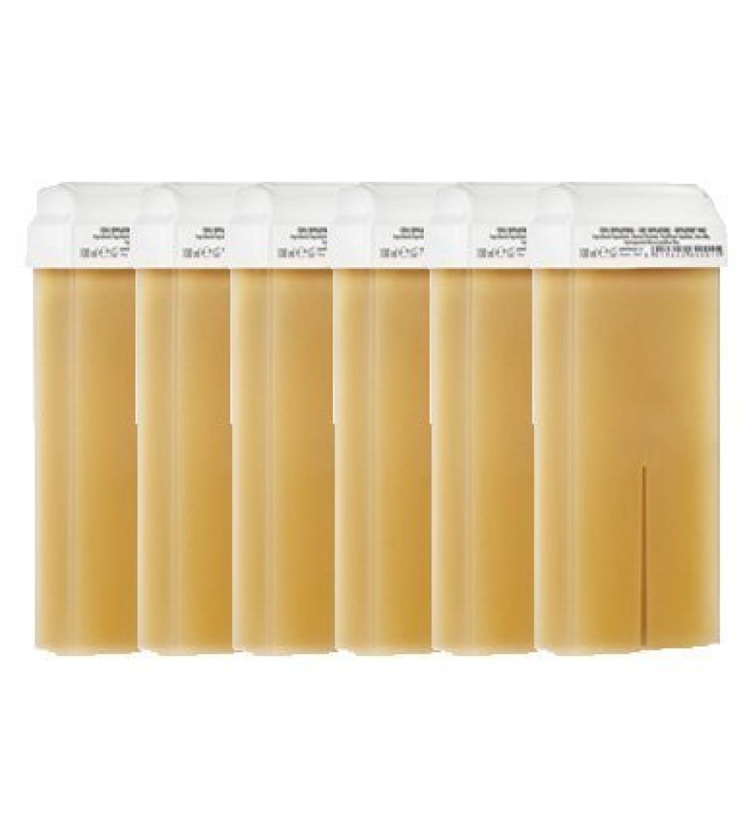 Purenail | Honey, 6 YELLOW HONEY Wax Cartridges, Roll On Wax Cartridge (6 pieces of 100 ml) Refill for hair removal