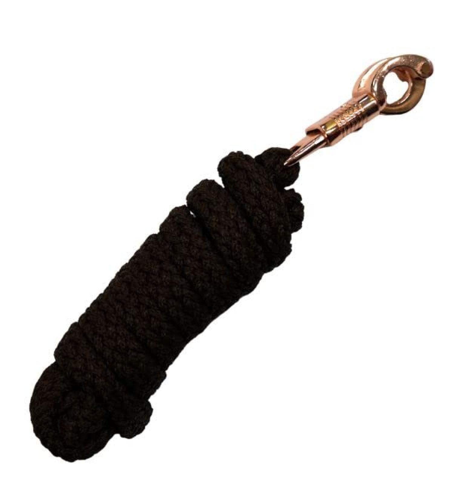 Brama West F hrtrit Horse with panic hook ros gold - tie rope for horses ponies shetty - length 2m tiege trick leading line - brown