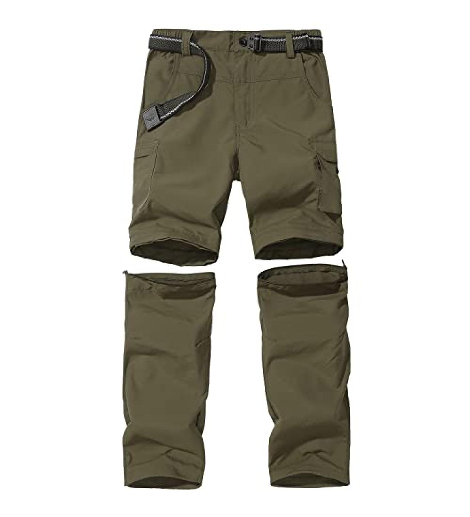 JOMLUN Boys Scout Convertible Hiking Pants - Army Green, Youth Cargo Trouser for Outdoor Climbing - Size 12-14 Years - Buy Online on GoSupps.com
