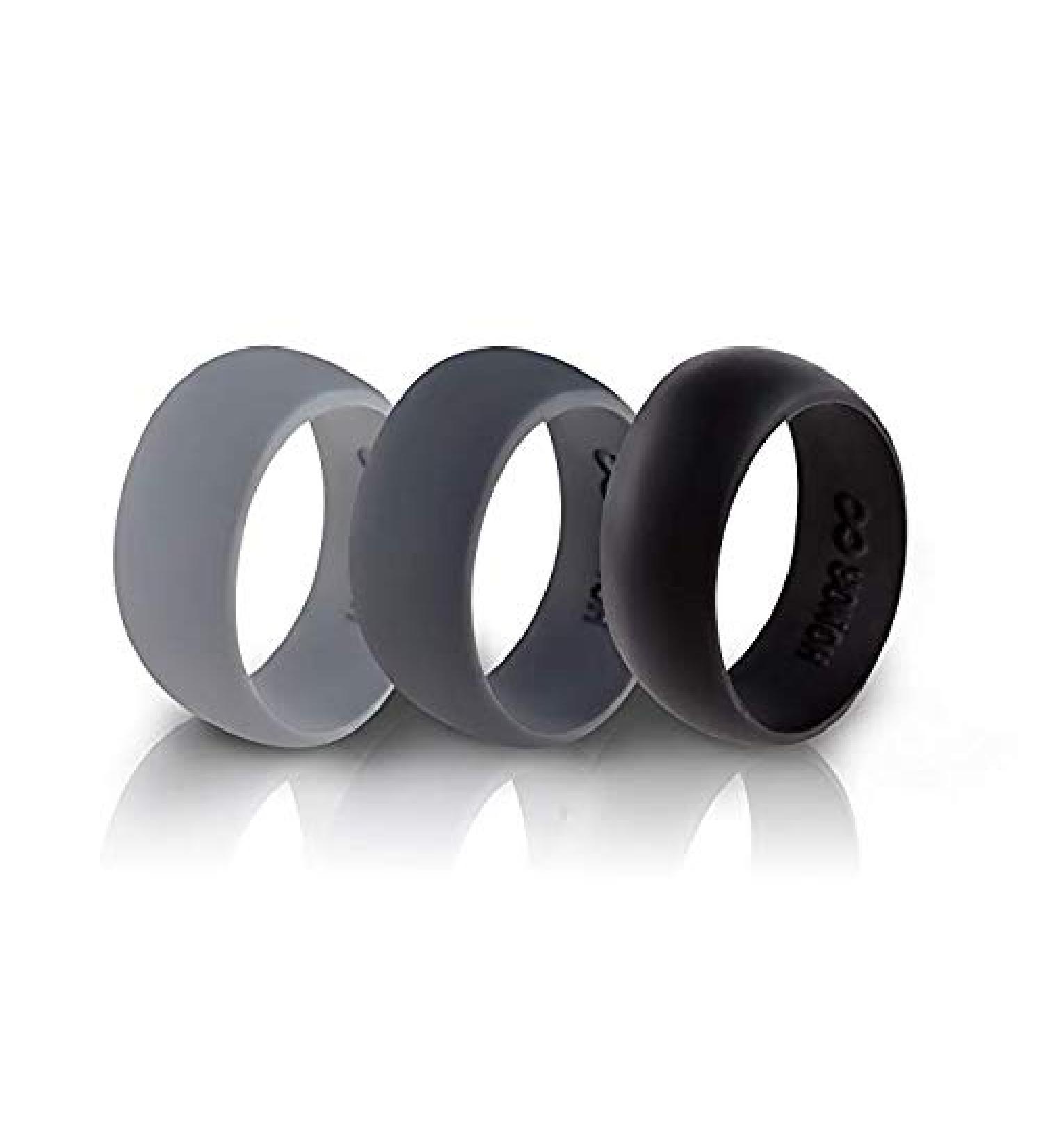 Silicone Wedding Ring Band by HonorGear - 3 Rings Pack Premium Wedding Bands Engagement Active Men Athletes Comfort Fit 8.5