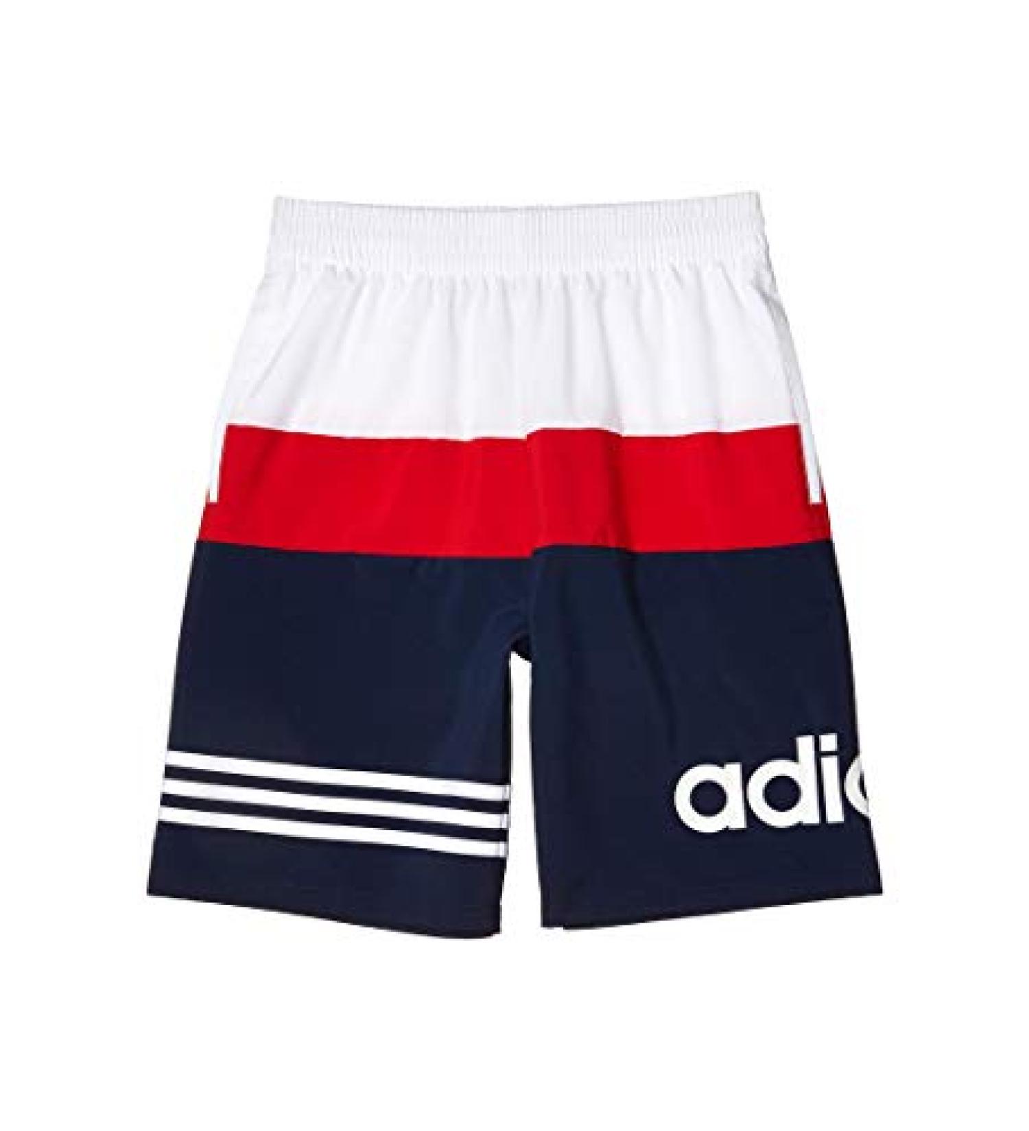 adidas Colorblock Athletic Boys Active Shorts Medium Navy/White/Red