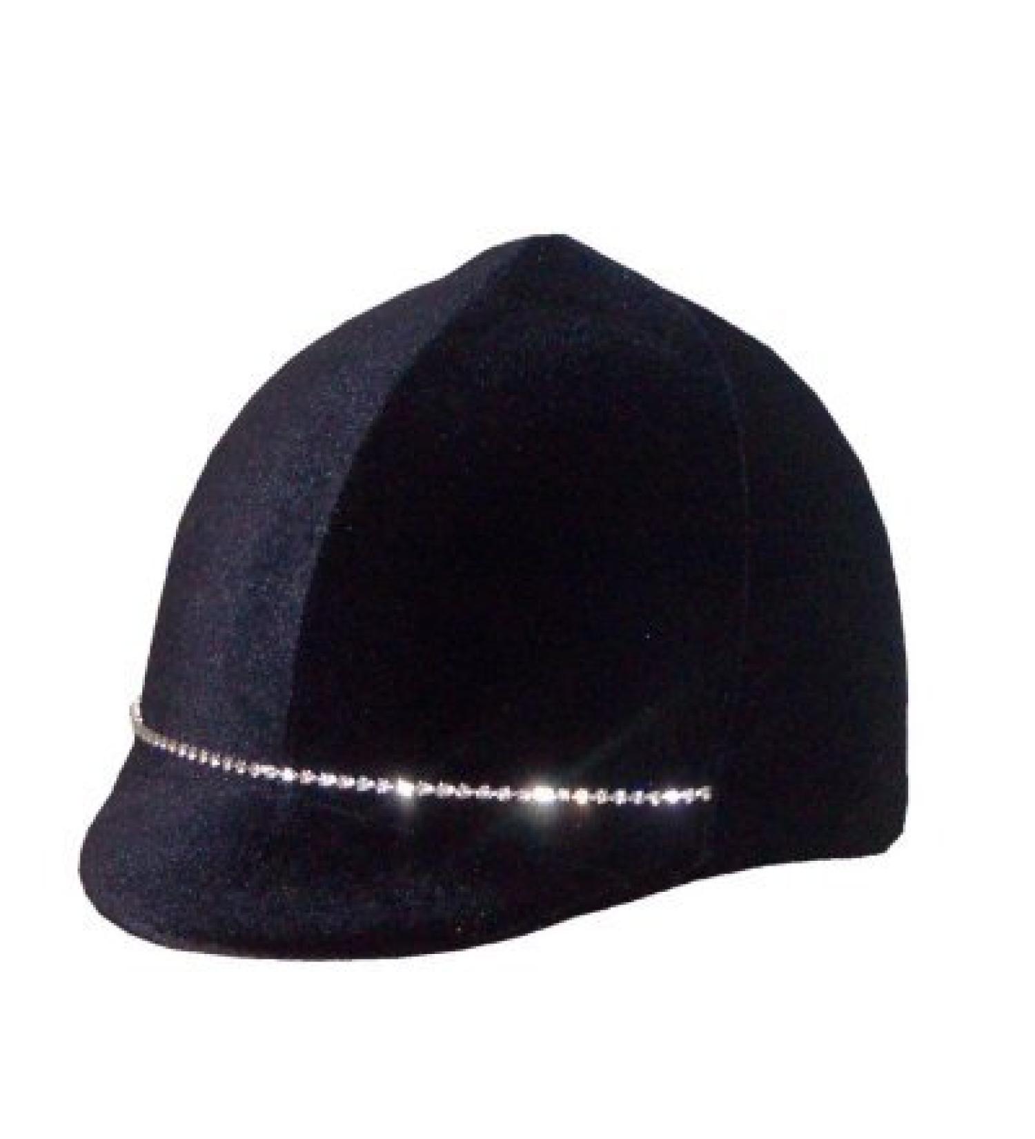 Equestrian Riding Helmet Cover - Rhinestone Black Velvet