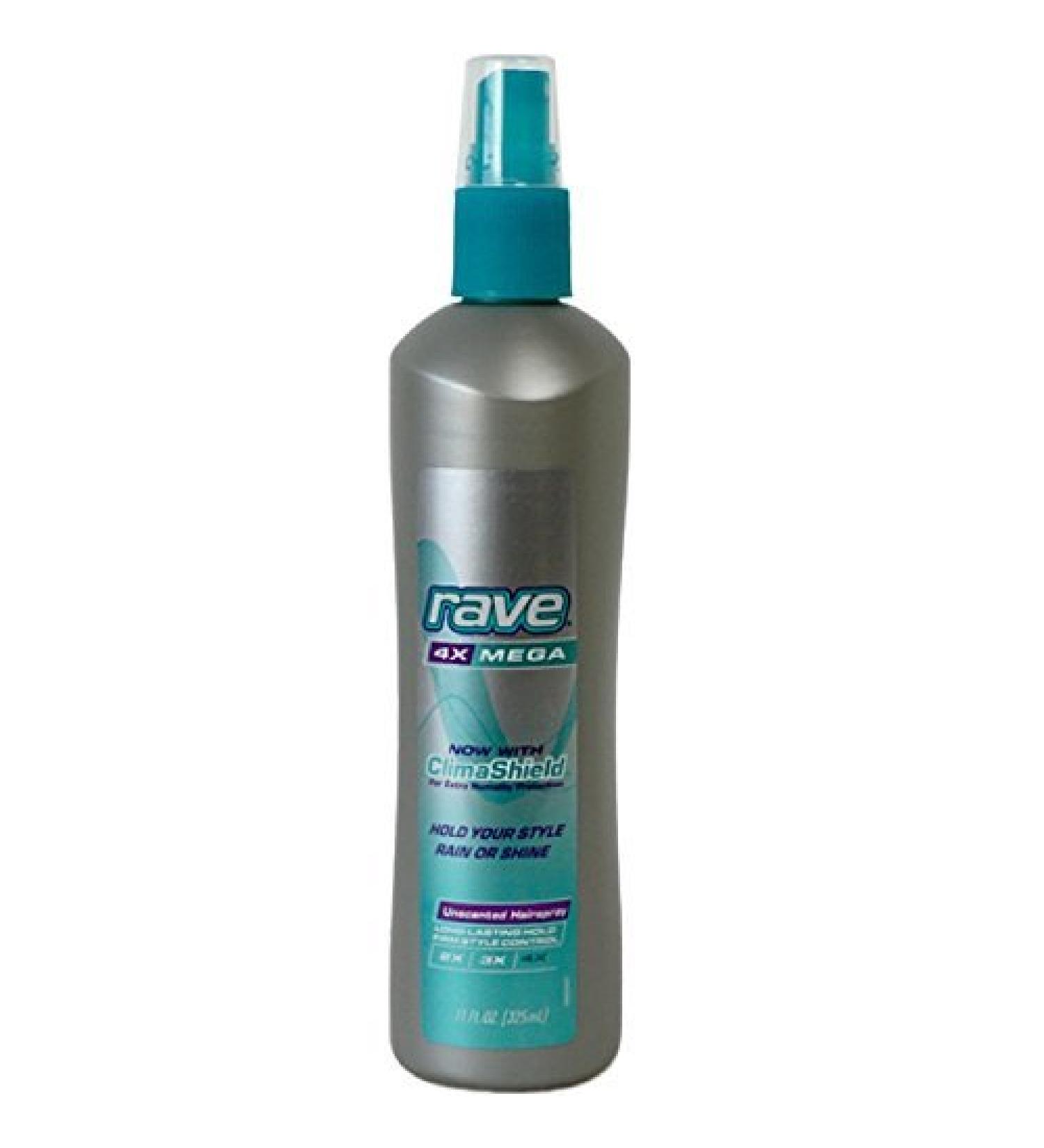 Rave 4X Mega Hairspray with Clima Shield Unscented 11 oz by Rave