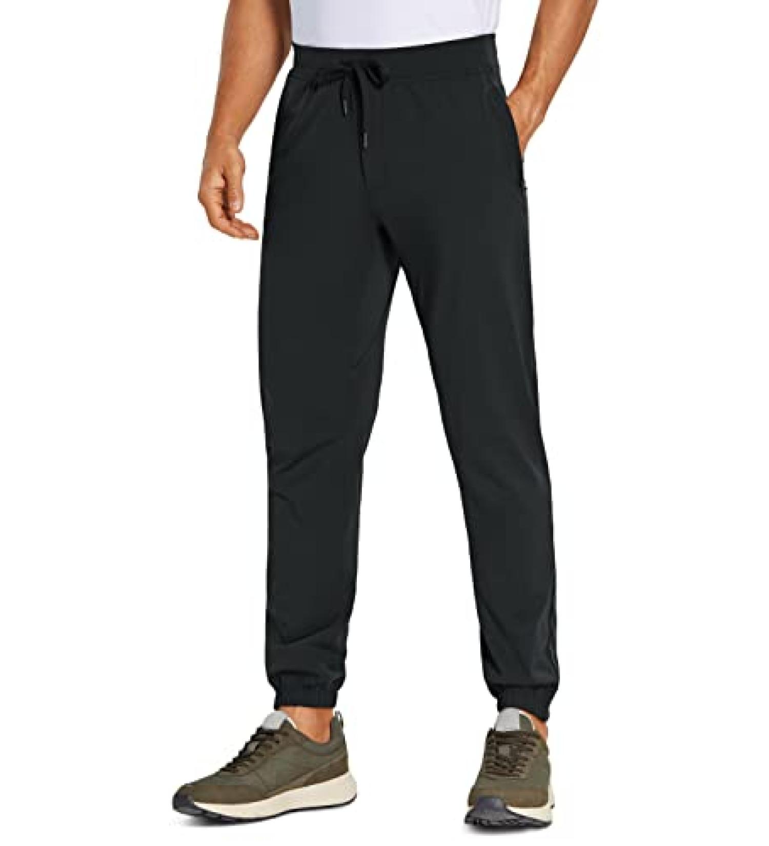 CRZ YOGA Men's 4-Way Stretch Golf Joggers with Pockets - 30 inch Large Black - Versatile Athletic Pants for Work, Gym, and Hiking - Buy Online on GoSupps.com