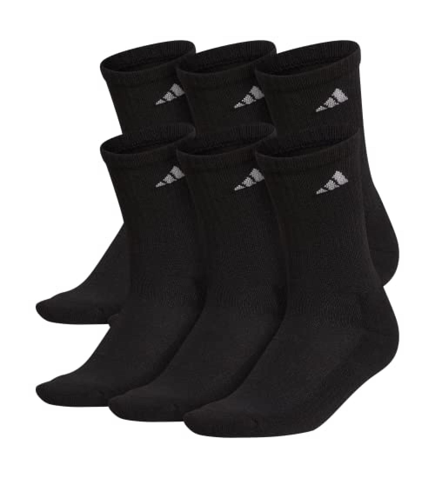adidas Athletic Crew Socks 6-Pack - Medium Black/Aluminum - Buy Online on GoSupps.com