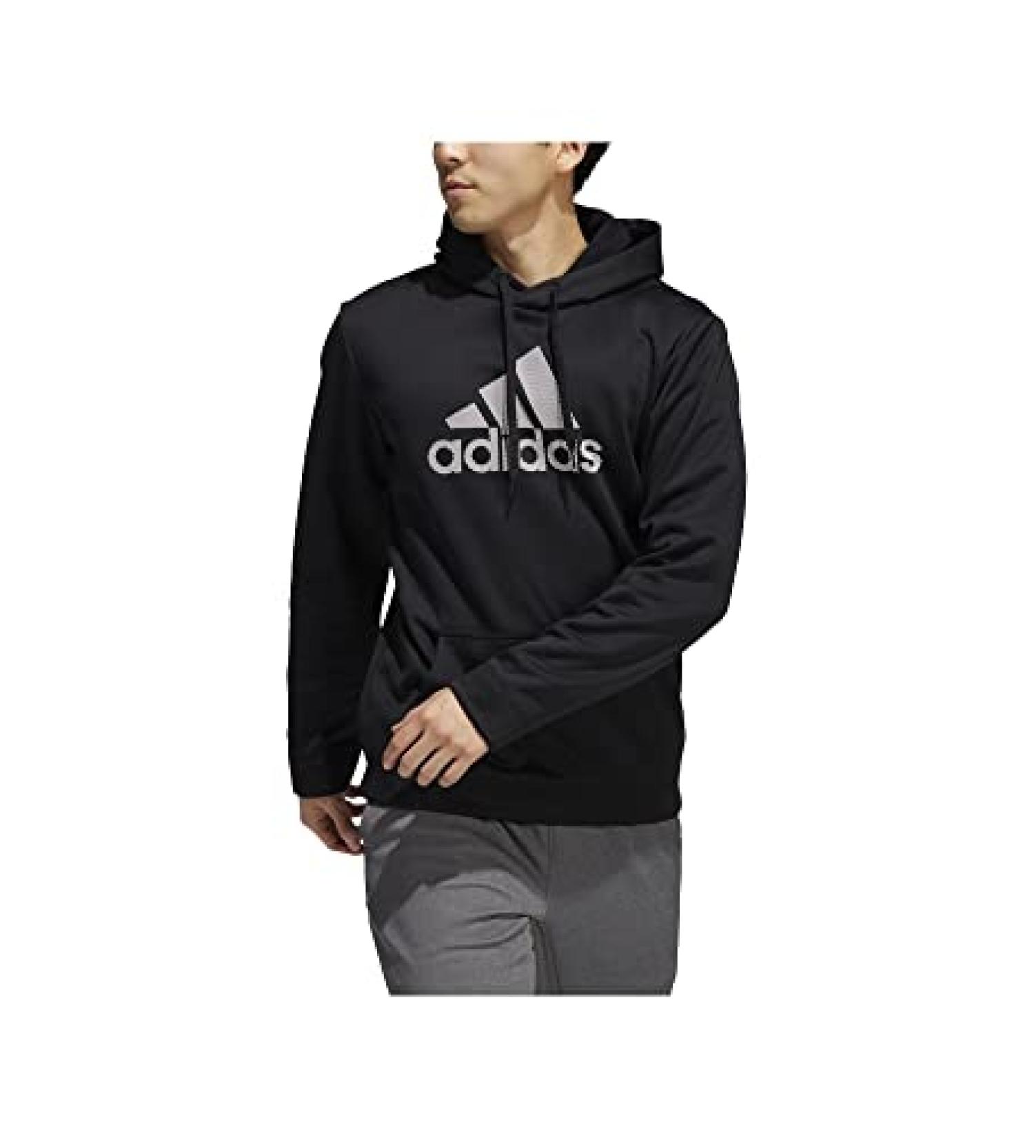adidas Men's Back to School Badge of Sport Hoodie Medium Black/White