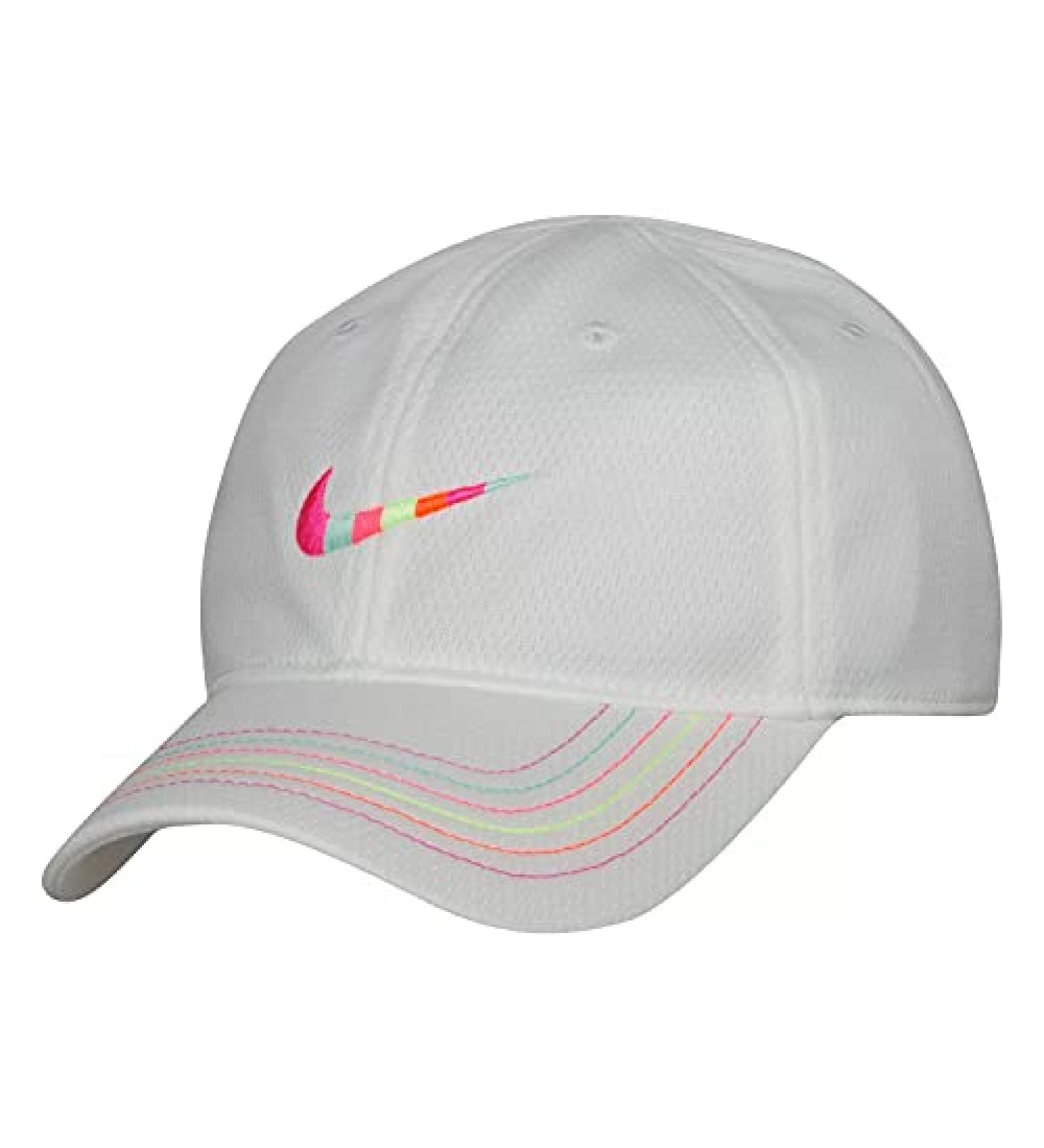Nike Girls Rainbow Swoosh Adjustable Hat White(1a2922-001)/Pink 2-4T