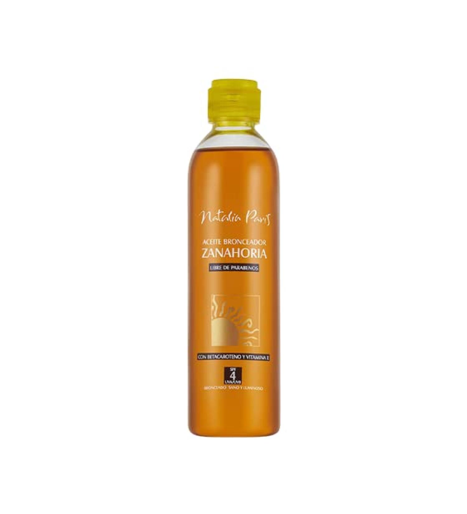 Natalia Paris Carrot Tanning Oil SPF 4 Lightweight Glow Enhancing Body Oil with Vitamin E & Beta-Carotene Deep Hydration & Satin Finish 240 ml / 8.11 fl oz