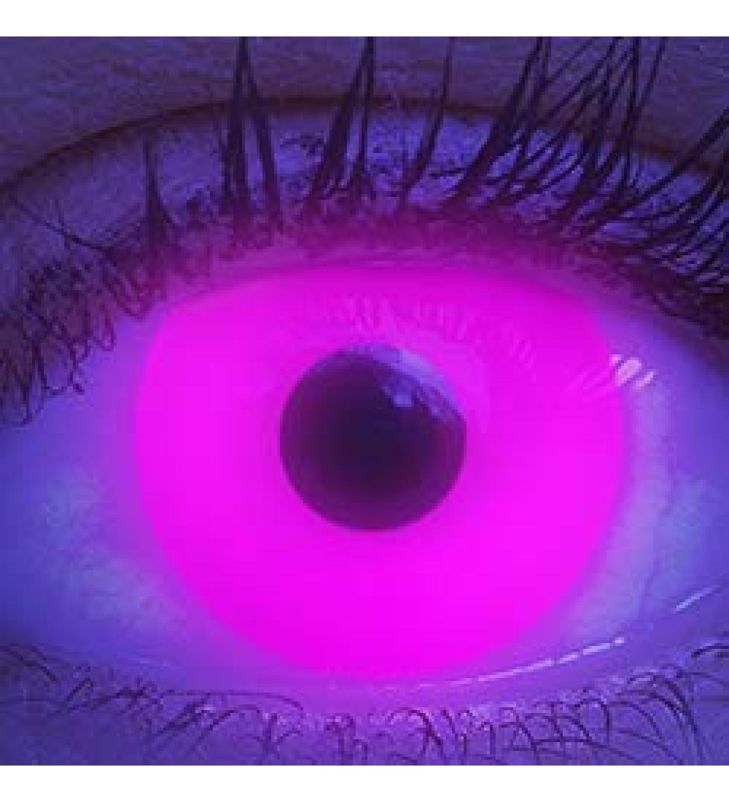 Colored UV Contact Lenses - Pink Black Light Glow Annual Lenses for Halloween Mardi Gras Carnival | Top Quality Neon Color with Containers - Buy Online on GoSupps.com