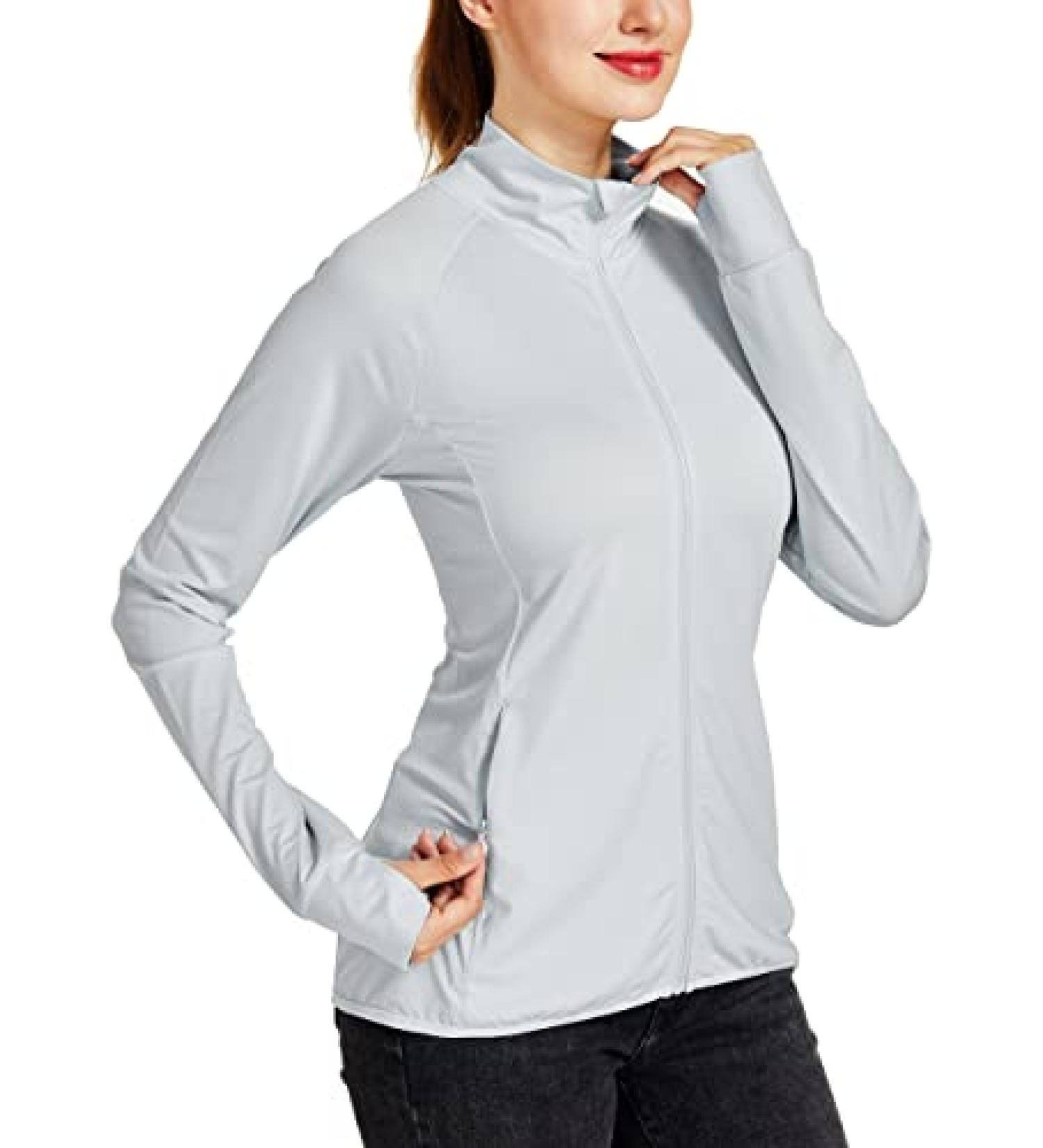 Willit Women's UPF 50+ Sun Protection Long Sleeve Jacket - Lightweight UV SPF Shirt for Running, Hiking & Athletics in Gray (Size Small) - Buy Online on GoSupps.com