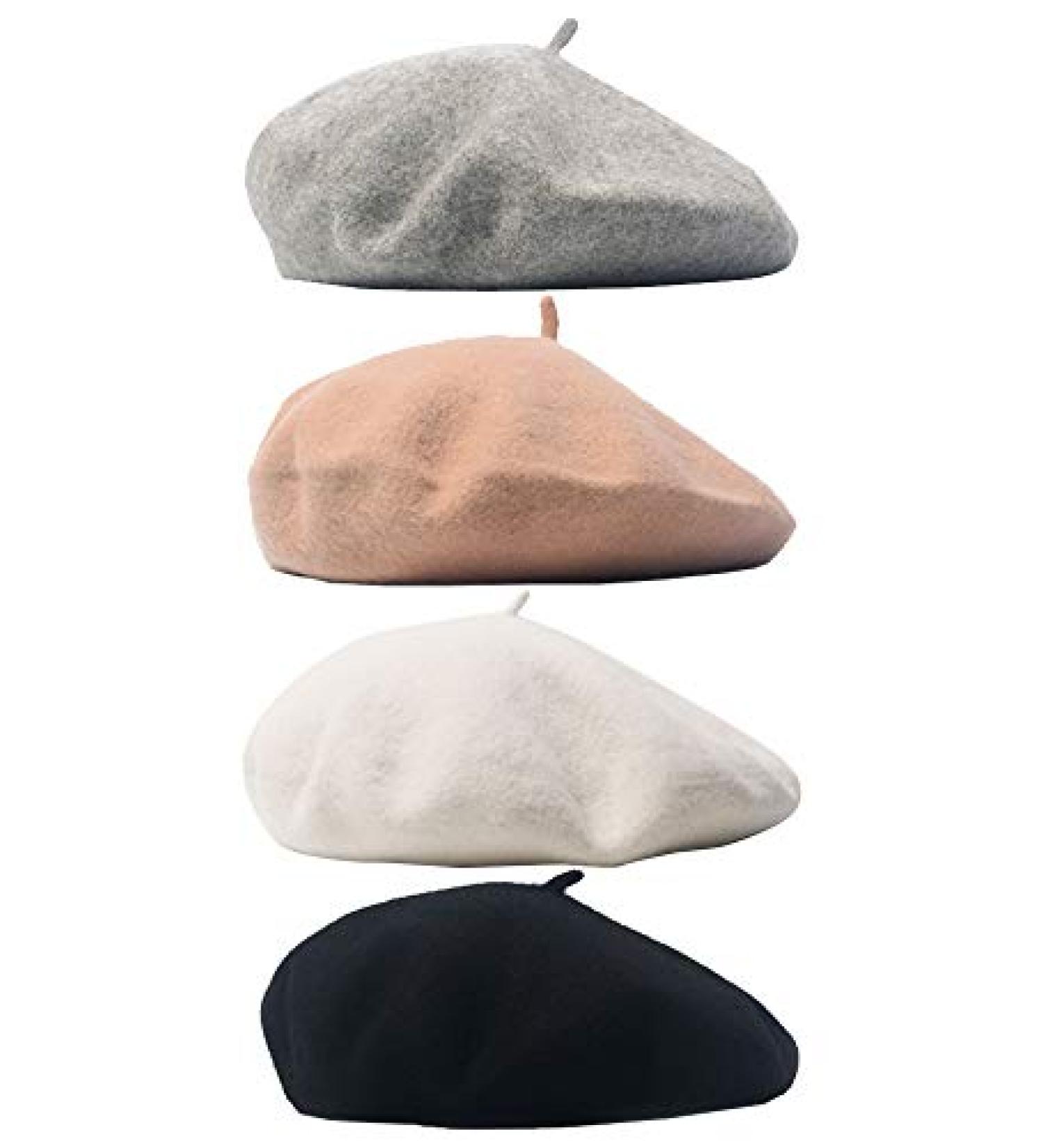 Trounistro 4 Pack Beret Hat French Beret Cap - Winter Fashion Solid Color Hat for Women/Girls/Ladies - Color Set 1 - Buy Online on GoSupps.com