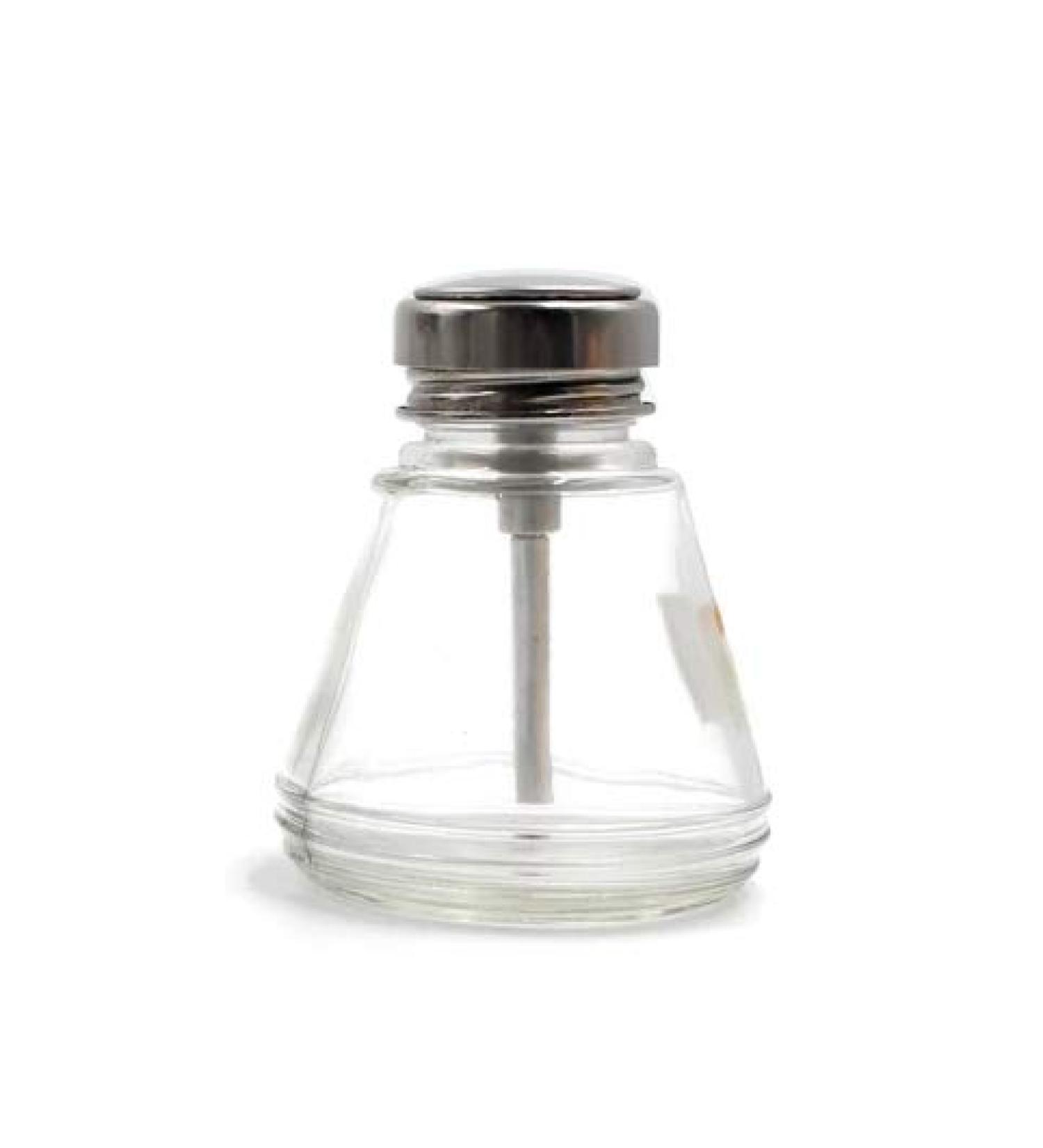6 oz Clear Glass Dispenser Bottle with Stainless Steel Cap - Nail Polish / Makeup Remover Holder - Buy Online on GoSupps.com