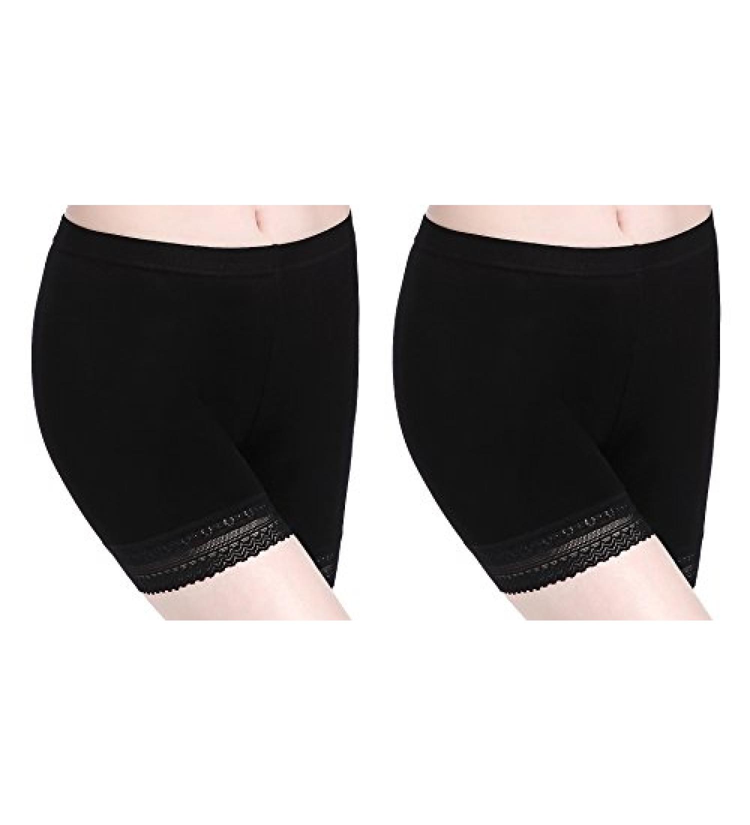 Womens Lace Short Skirts Safety Pants Leggings - Pack of 2 Black Lace Trim Workout Leggings for Women - Buy Online on GoSupps.com