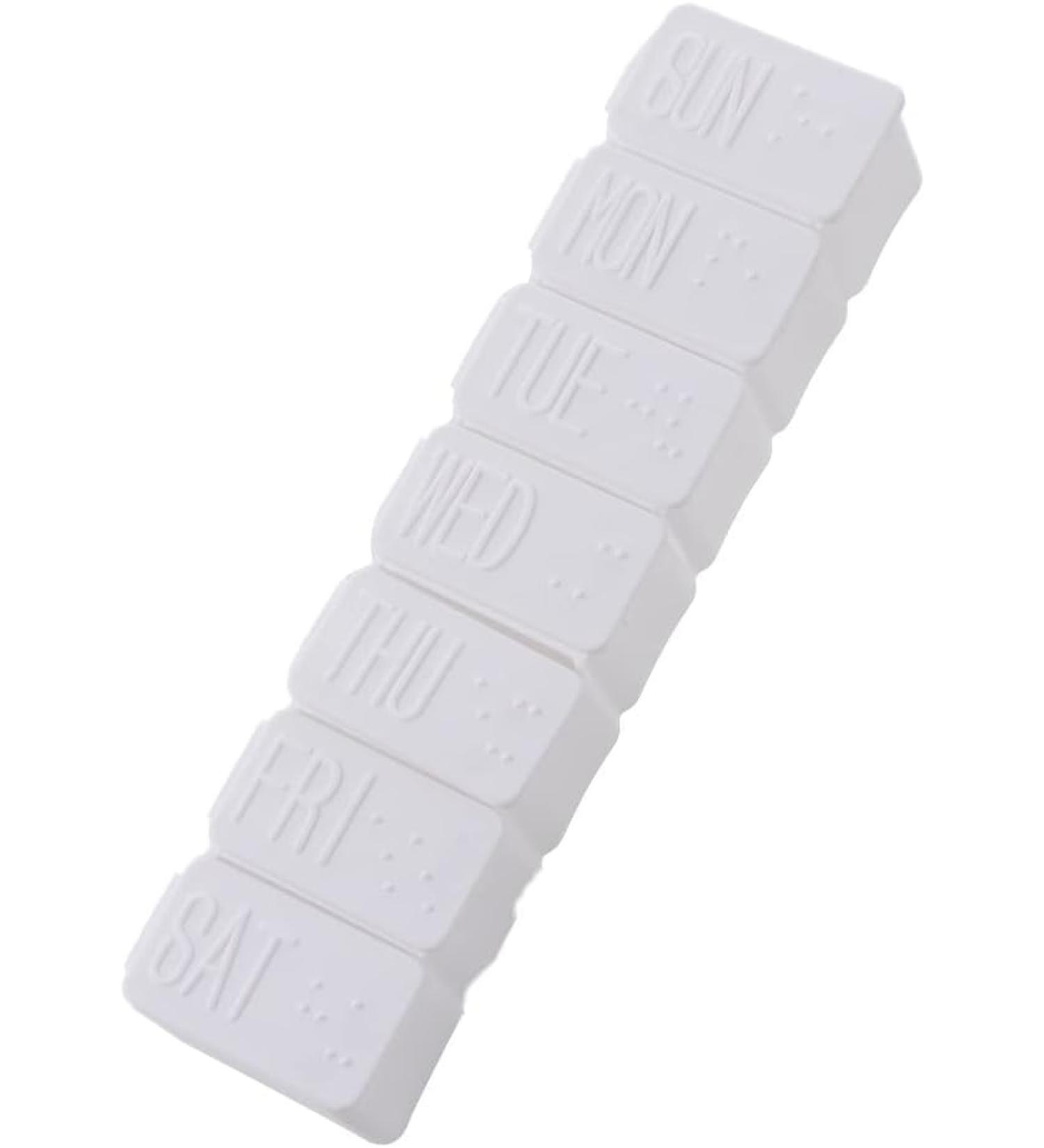 Buy White Portable 7-Days Braille Pill Box | Travel-Friendly Medicine Organizer for Vitamins & Supplements - Buy Online on GoSupps.com