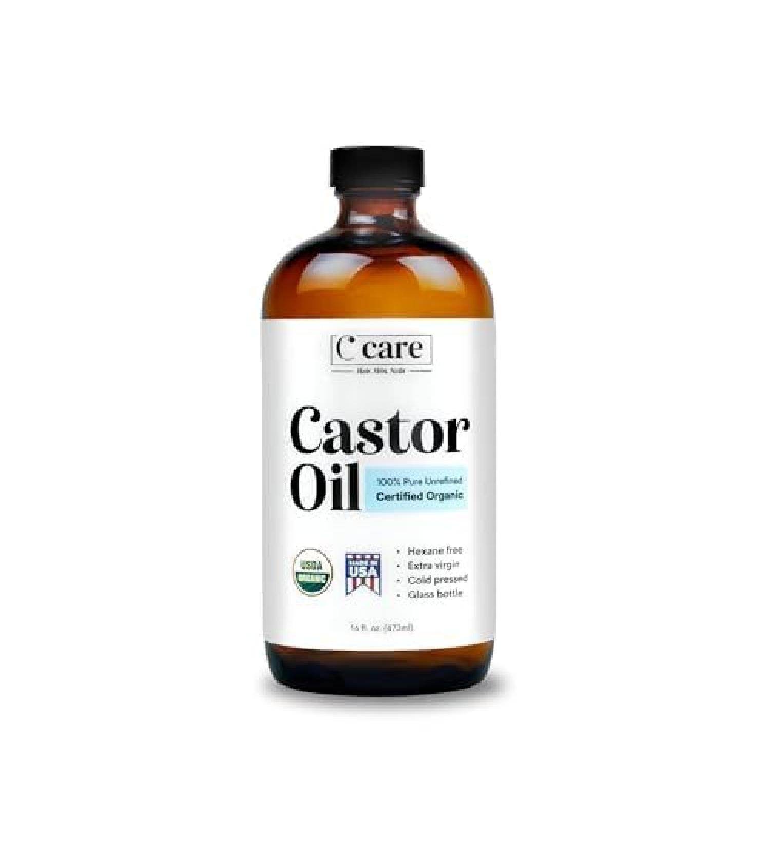 Organic Cold Pressed Castor Oil - 100% Pure & Hexane Free - 16 Fl Oz - Hair Growth Eyebrows Eyelashes & Skin Care - USDA Certified - Buy Online on GoSupps.com