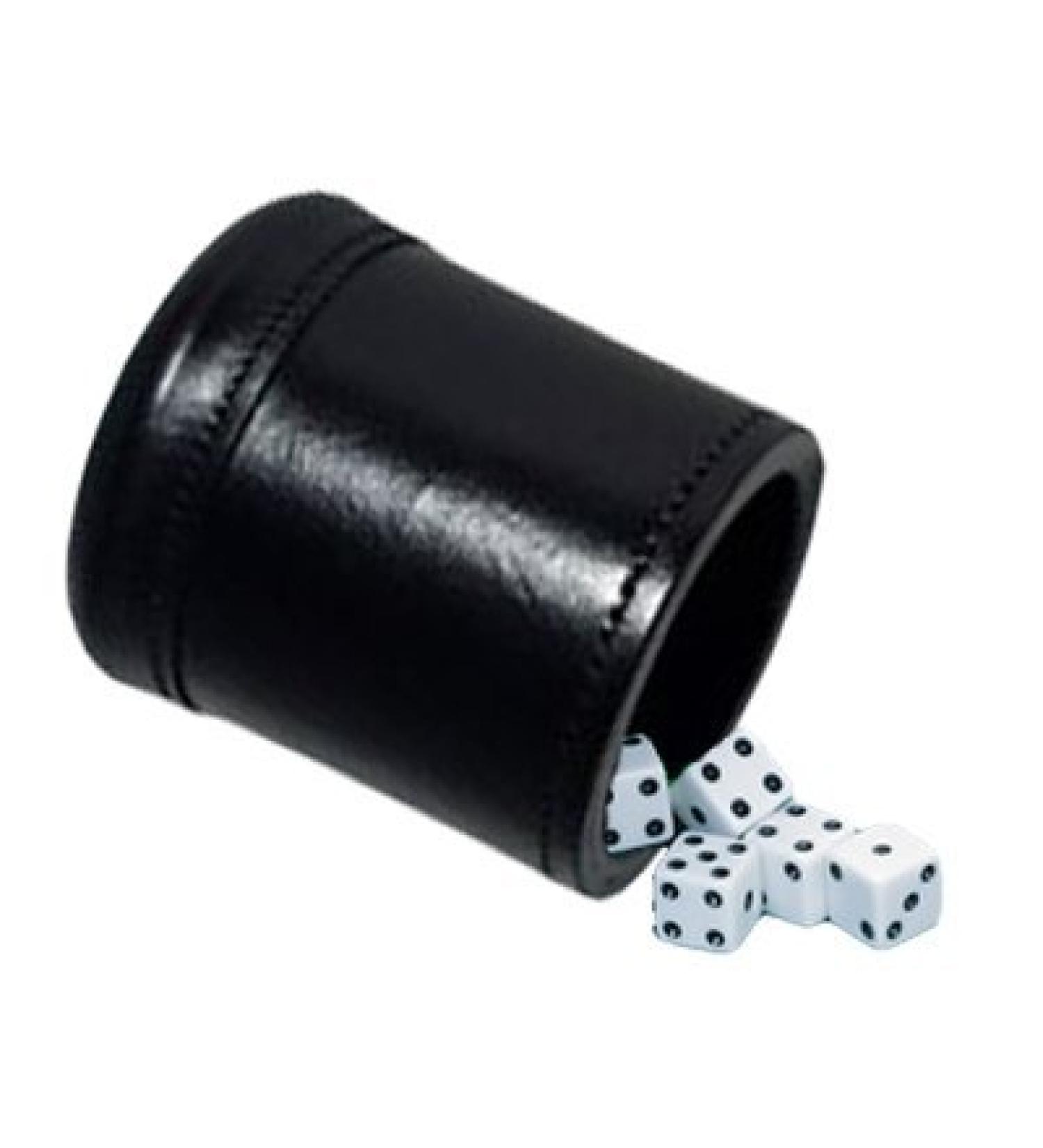 Deluxe Leather Dice Cup with Five Dice - Dark Mahogany Color