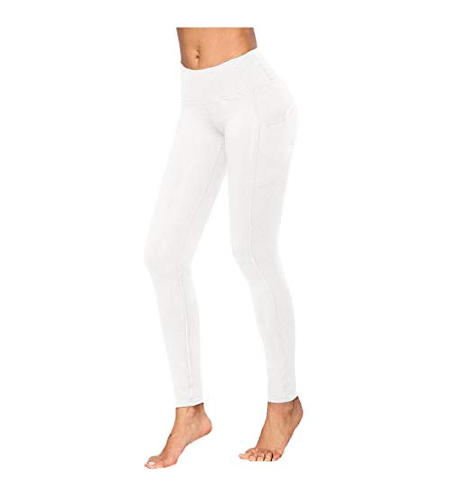 VEZAD Women's Butt Lifting Anti Cellulite Leggings - High Waisted Yoga Pants for Workout - Tummy Control Sport Tights - B-white Medium - Buy Online on GoSupps.com