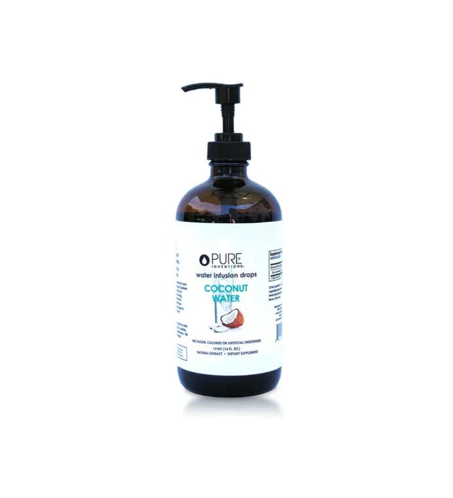 Pure Inventions Coconut Water Infusion Drops - No Sugar, Calories, or Artificial Sweeteners - 500 Servings - 16oz Family Size Bottle - Buy Online on GoSupps.com