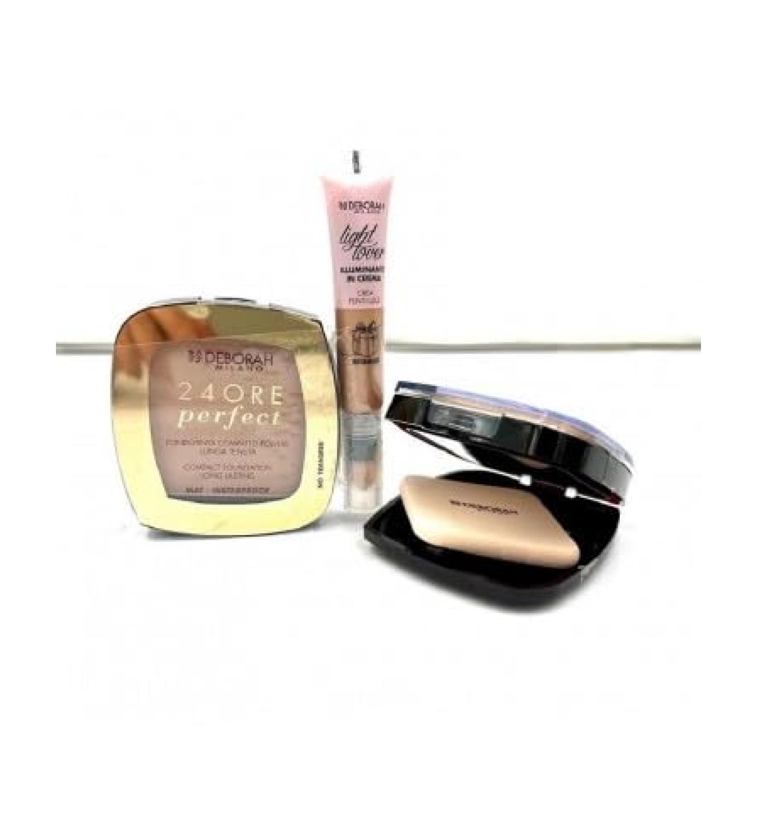 DEBORAH Deborah 24 Hours Perfect Compact Powder Foundation 01 Light Beige Waterproof + Illuminating Cream