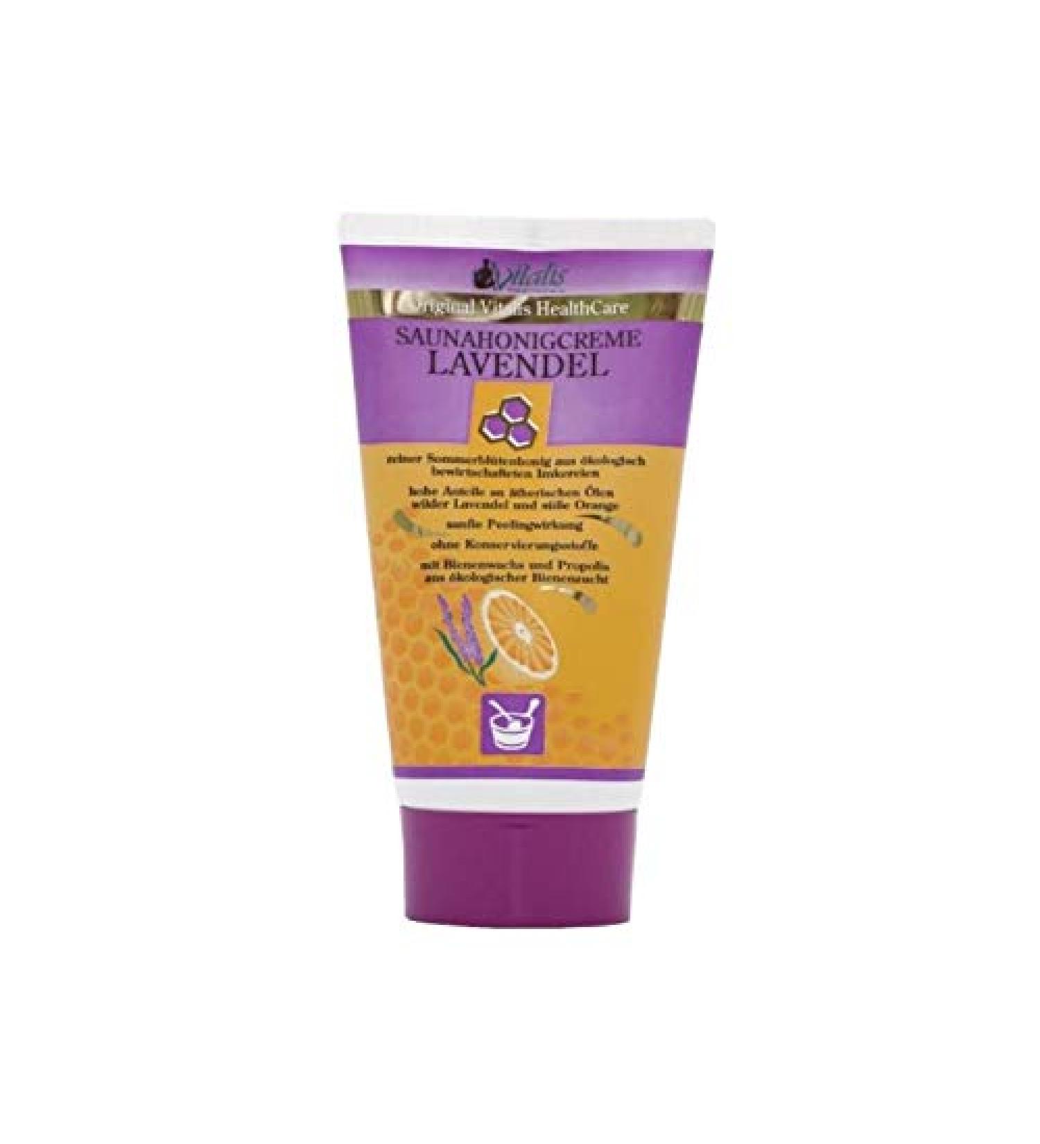 Sauna honey cream 150g lavender |Sauna meme with a soft peeling effect by ground apricot seeds |With essential oils |free of preservatives |100% natural