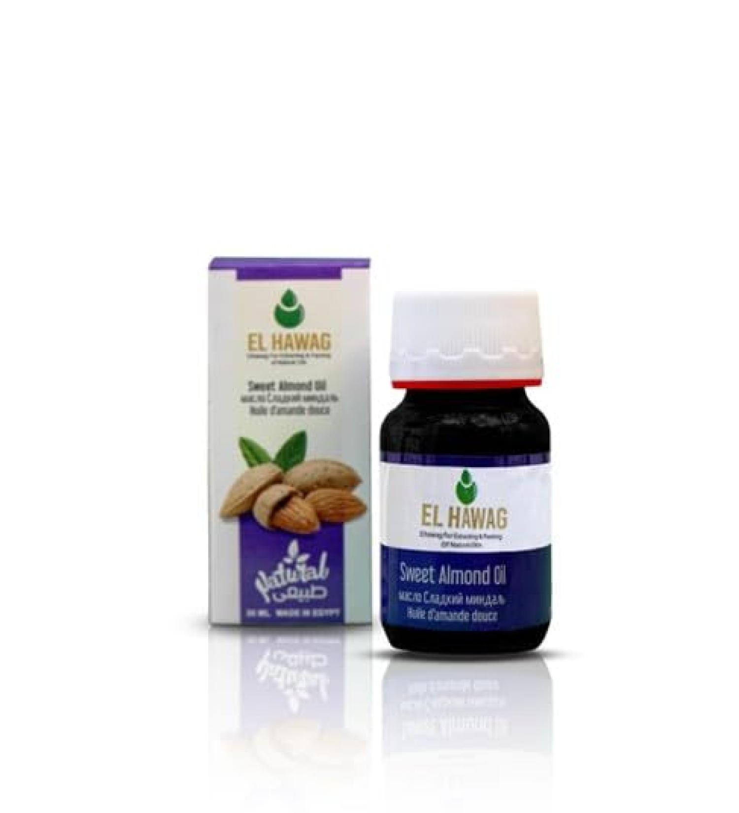 El Hawag Sweet Almond Oil 100% Pure Natural Cold-Pressed Unrefined 30ml