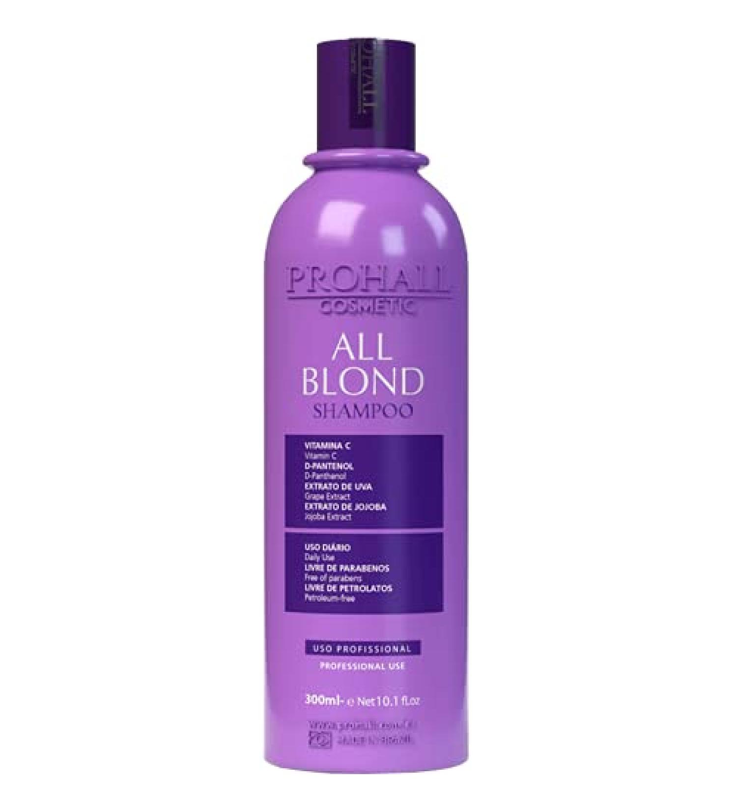 Prohall Cosmetic Purple Shampoo for Blonde Hair-All Blonde Shampoo Made in Brazil for the Treatment of Damaged and Bleach Treated Strands (10.1 fl.oz)