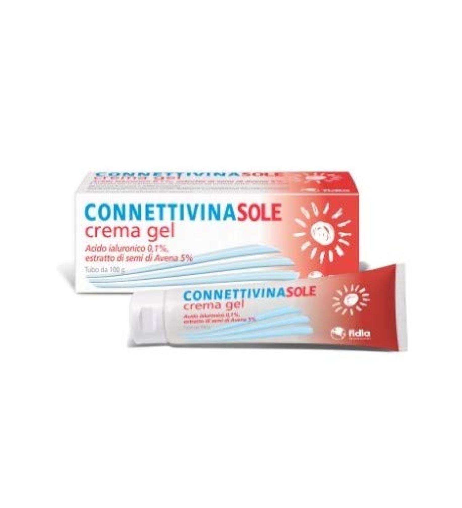 Fidia Farmaceutici Connectivinasole Cream Gel 100g Tube Hyaluronic Acid 0.1% Oat Seed Extract 5% For Scalding Solar Eritems And Redness
