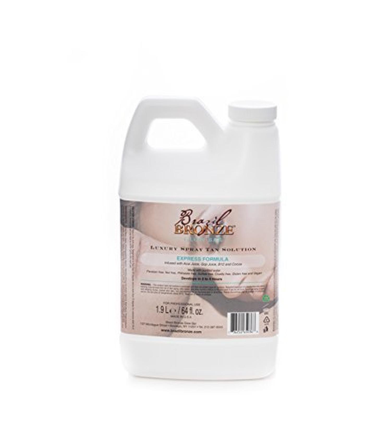 Brazil Bronze Luxury Express Spray Tan Solution - Organic and Natural Ingredients Express 2 Hour Solution Great for all skin types Golden Brown 1.9 Liter